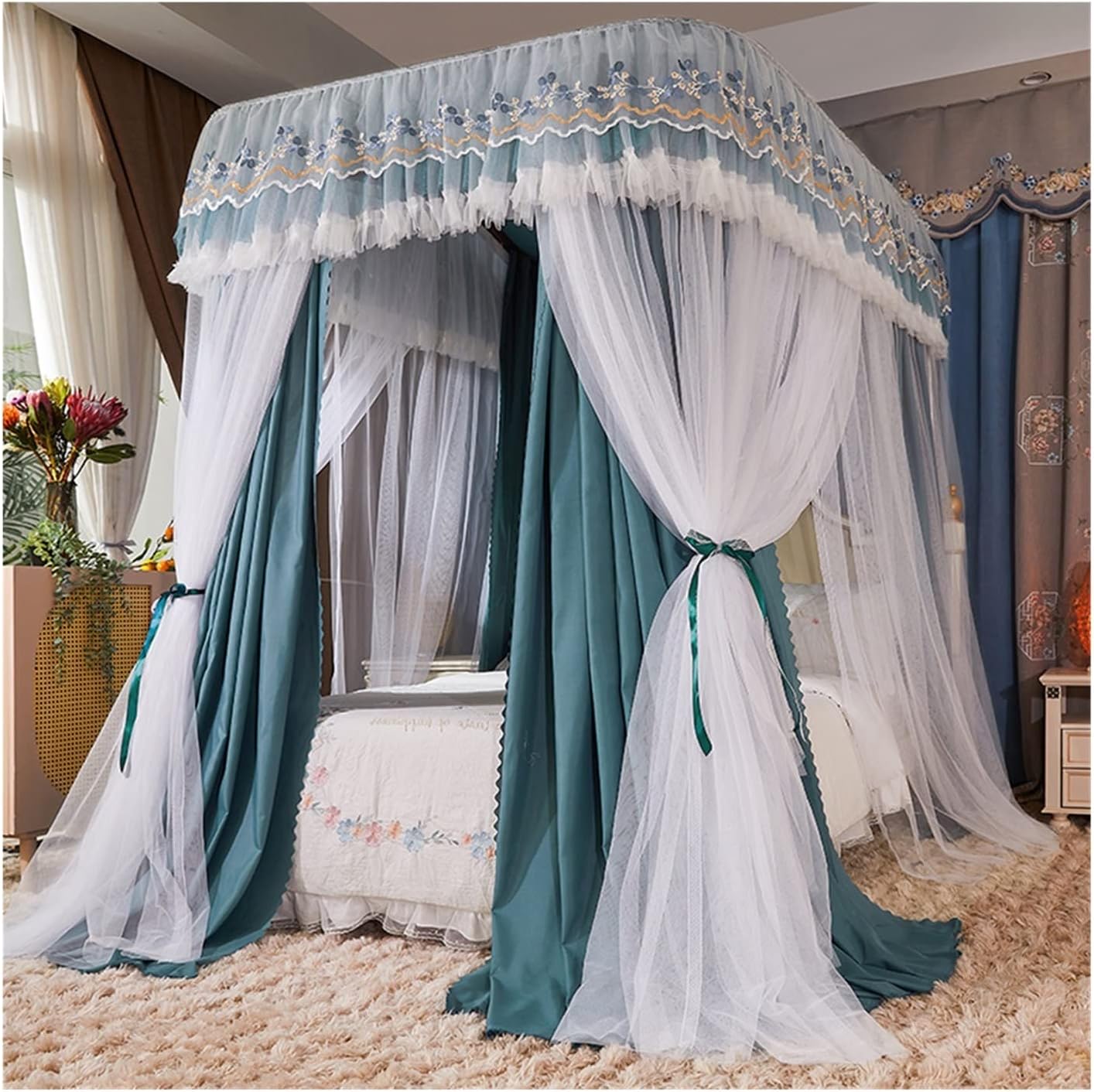 Bed Curtain Bed Canopy with for 1.5M Beds, Double Mesh Bed Curtain, Luxury Bed Canopy for s Bedroom Decoration (Color: Style 6, Size: 150 X 200 X 210 Cm) (Style 2)