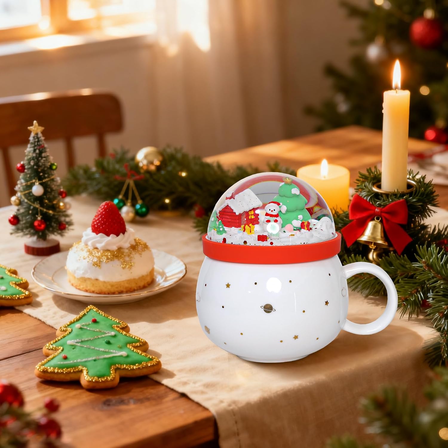 Christmas Ceramic Mug with Santa Lid - 14OZ Cute Novelty Cup for Coffee, Tea, Hot Chocolate | Perfect Holiday Gift for Women, Kids, Family & Colleagues image 4