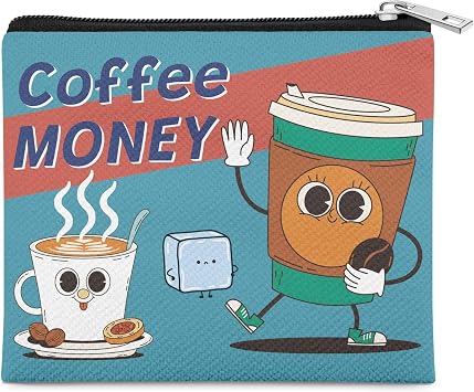 Gift for Coffee Lover Coin Purse Coffee Themed Gift for Enthusiast Lover Maker Drinkers Coworkers Friend Teachers Mom Pocket Cosmetic Bag Birthdays Valentines Day Gifts Coin Wallet with Zipper