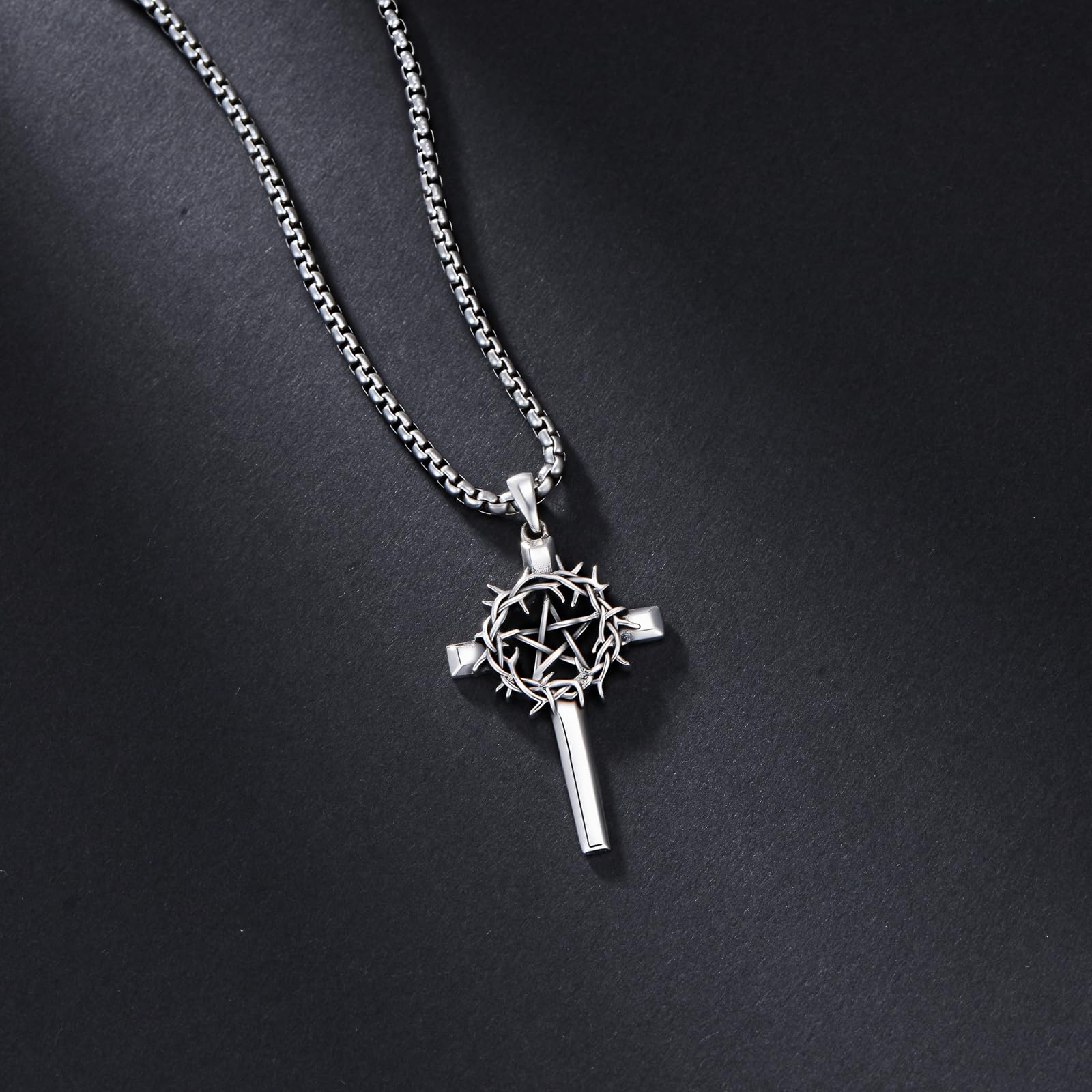 Kreuz Halskette für Herren 925er Sterlingsilber Kruzifix Anhänger christlicher Kreuzschmuck für Männer und Frauen