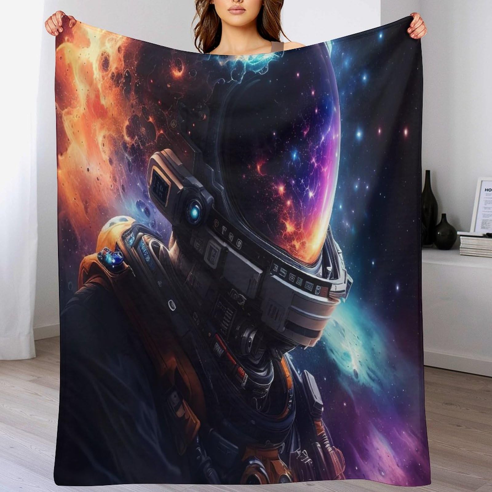 Couverture astronaute plaid flanelle 140x180 super douce pour lit canapé