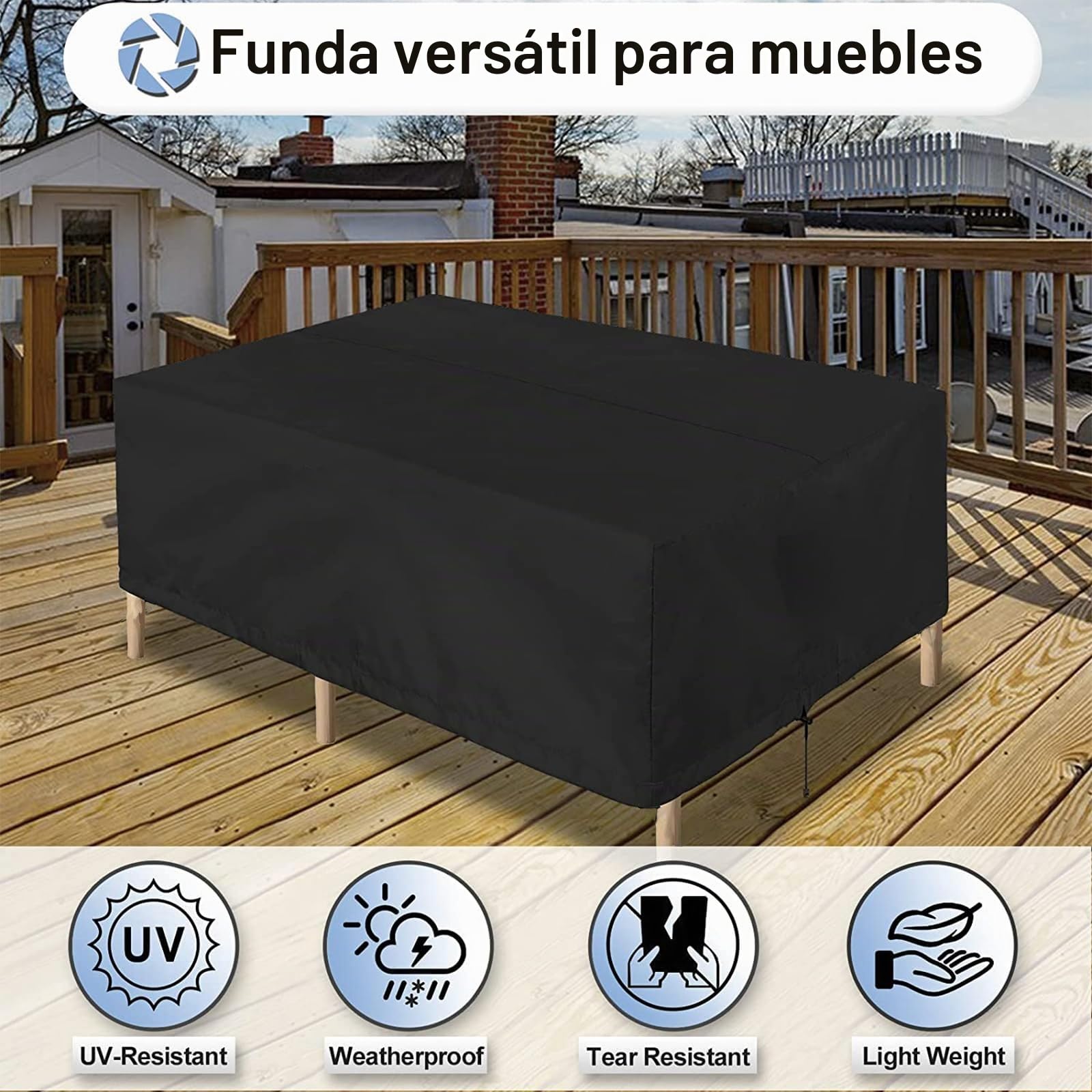 Funda Mesa Exterior Impermeable, 420D Tela Impermeable Resistente Al Polvo Y Al Desgarro, Aplicable A Mesa Jardin Exterior Muebles (213×132×74cm)