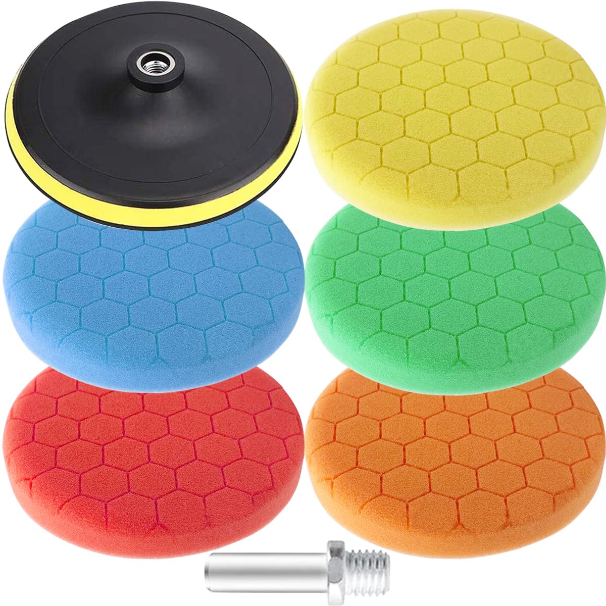 EATBALE5inch(125mm) Polishing Pads for Car Buffing Sponge Pads Saving Wax Replaceable Car Polishing Pad Foam Set with M14 Drill Adapter for Eccentric Polishing Machine Grinder - Professional Set