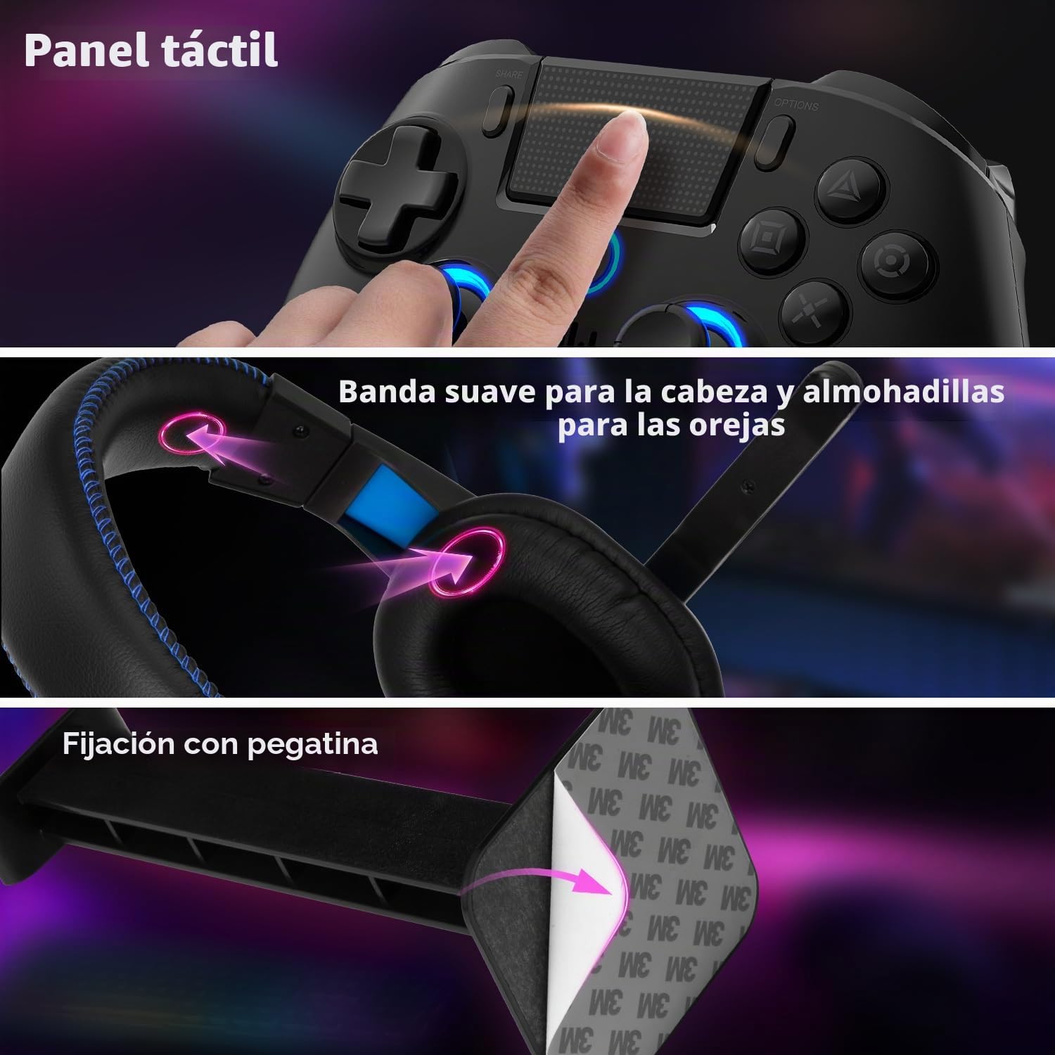 Mando Gaming Negro/Azul Bluetooth Playstation 4