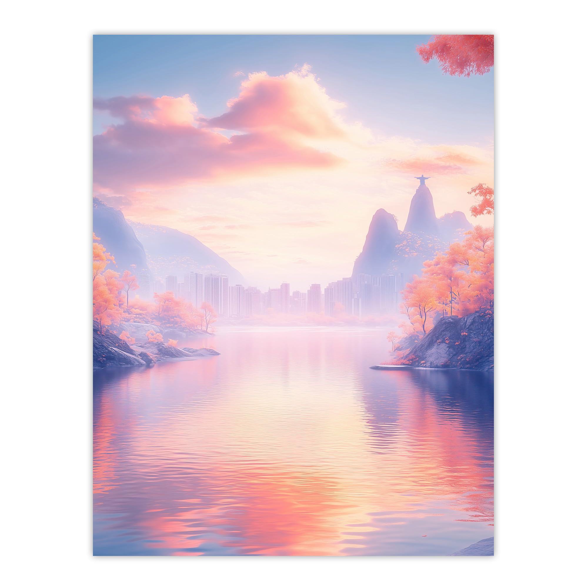 Rio De Janeiro Coastal View Fantasy Landscape Wall Art Poster Print