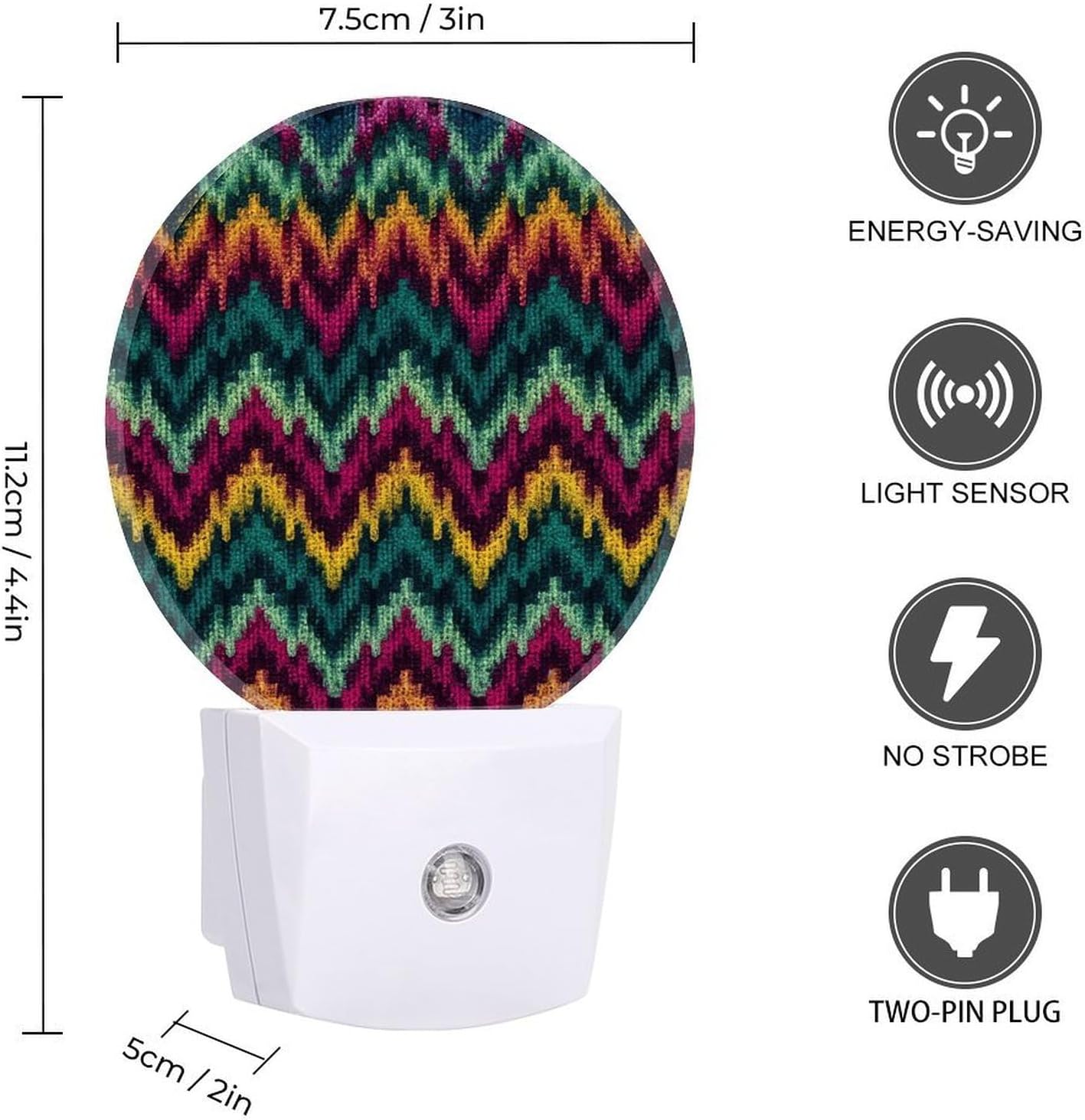 Colorful Knitted Pattern Plug-in LED Nightlight Wall Night Light image 2
