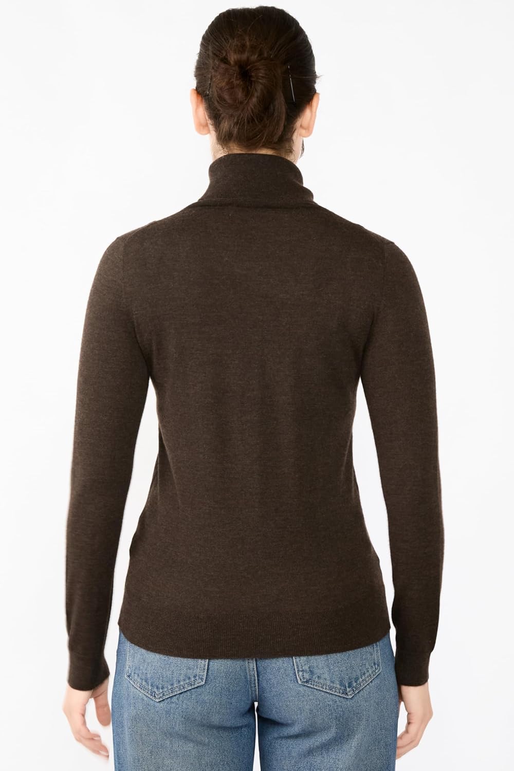 JENNIE LIU Womens 100% Cashmere Turtleneck Sweater | Tissue Weight Cashmere Sweaters for Women - Image 3