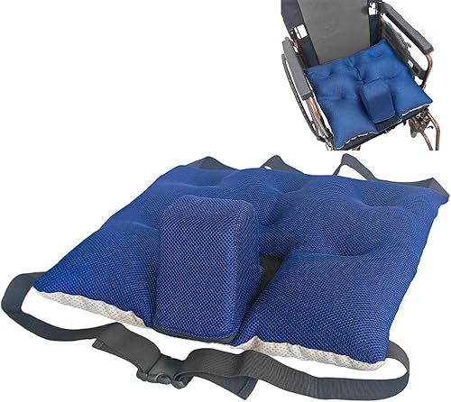 Cojín de cuña con pomo para silla de ruedas, cojín transpirable para silla de ruedas con correas de asiento ajustables, almohadilla de asiento