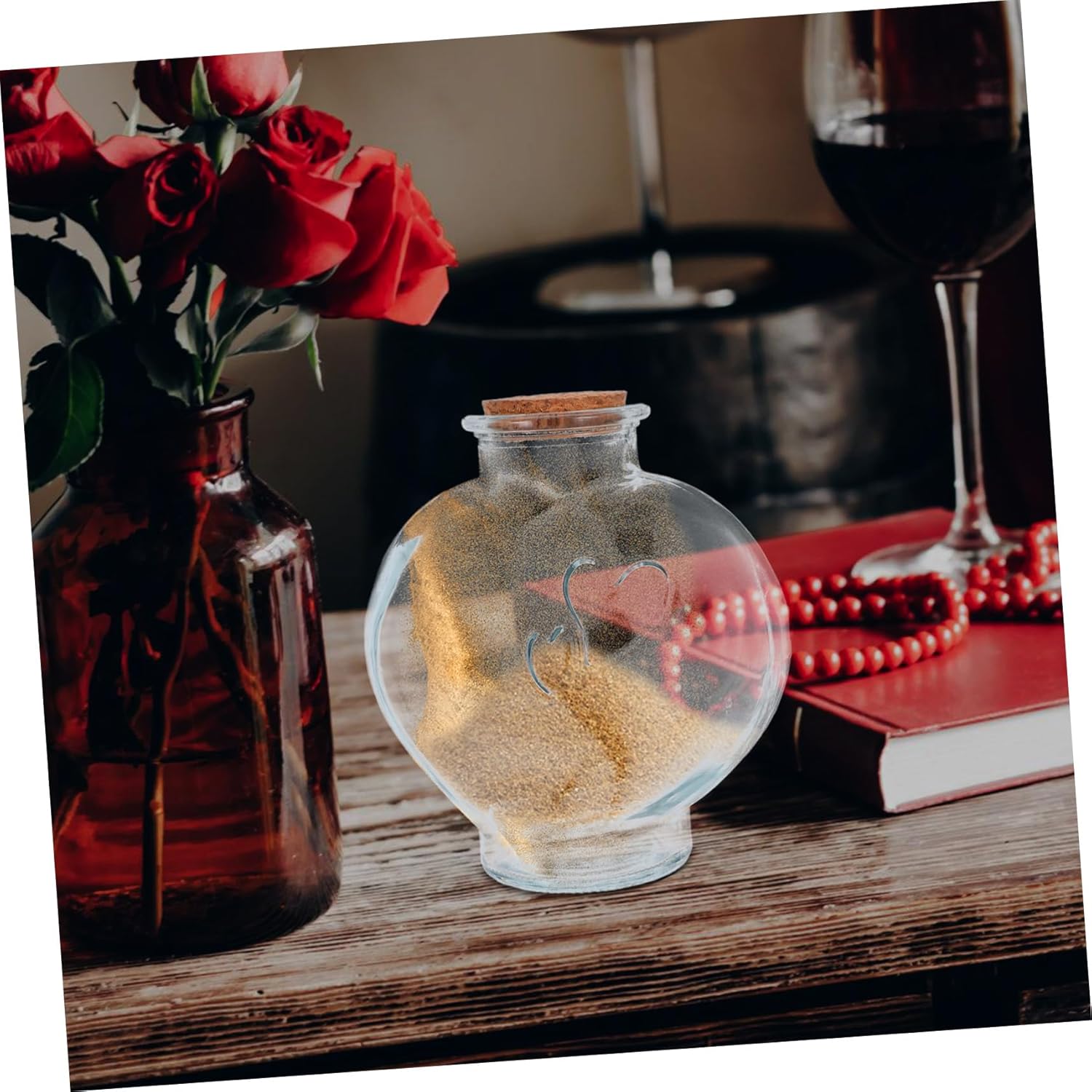 3pcs Heart Shaped Wedding Sand Ceremony Bottles with Cork Lids Elegant Unity Decor for Bridal Shower Anniversary and Keepsake Vials Unique Heart Spell Jars for Meaningful