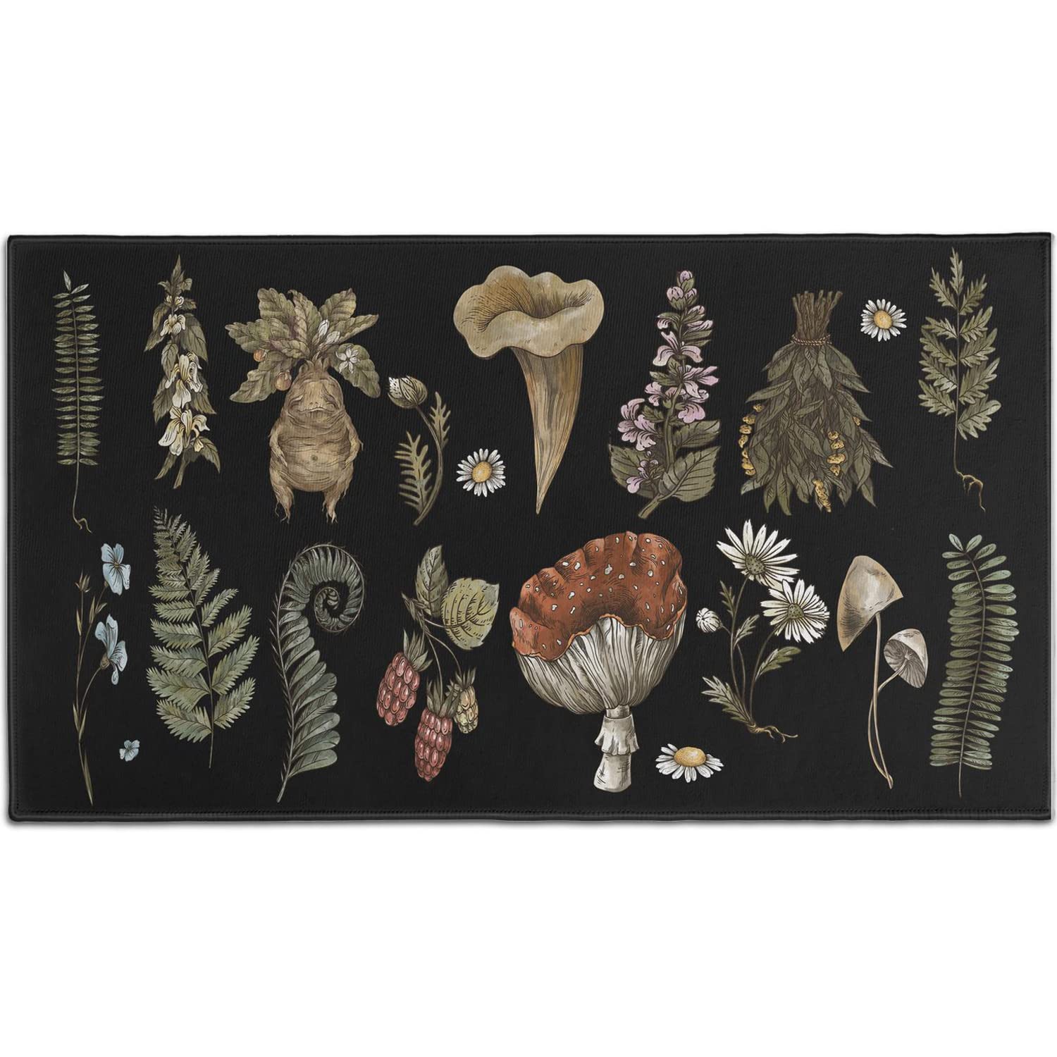 Herbology Plants Doormat Magic Woodland Plants Entrance Floor Mat Non-Slip Absorb Water Indoor Rugs Bath Kitchen Garden Entryway Mats Spring Summer