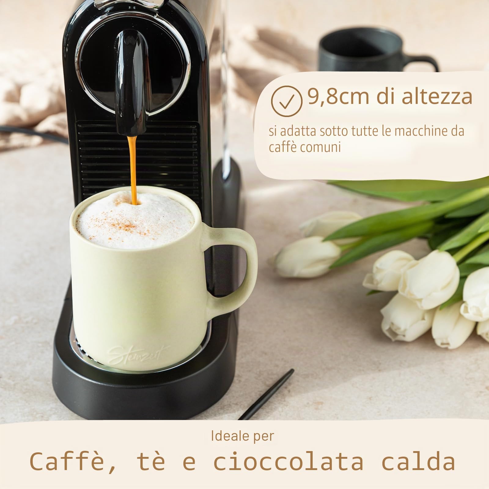 Steinzeit Tazzine Caffe Design (6x350ml) – Tazze Colazione fatte a mano al 100% – Set di 6 Tazze con colori pastello unici – Set Tazzine Caffè grande da 350ml adatta a ogni bevanda