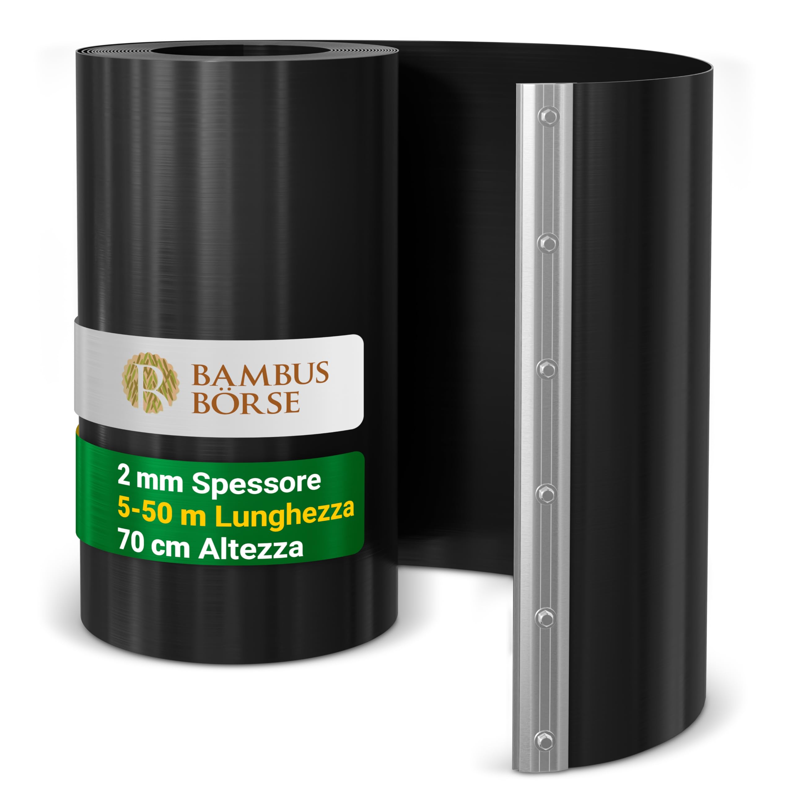 Barriera per Radici - Barriera per rizomi con Binario di bloccaggio Alta 70 cm, Spessa 2 mm, Lunga 20 m - Realizzata in HDPE di Alta qualità - Barriera per rizomi di bambù