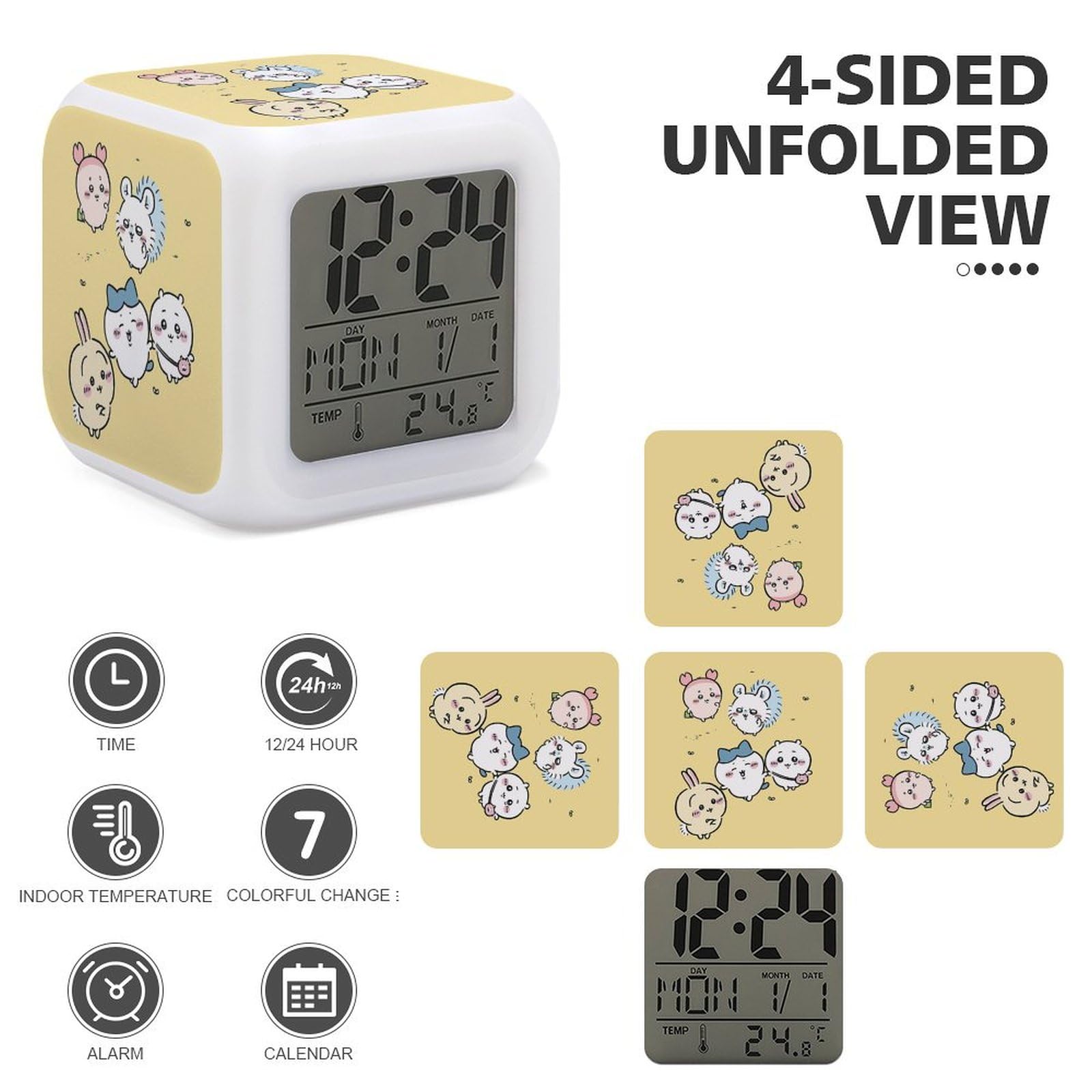 Amazon.co.jp: ちいかわ- 目覚まし時計 デジタル置き時計 温度湿度計