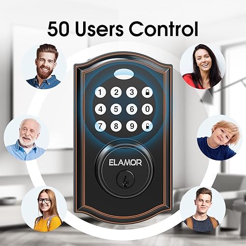 Miniatura 6 de Keyless Entry Door Lock - Electronic Deadbolt Lock with Keypads, Auto Lock, 50 User Codes, Security Waterproof Smart Lock Easy to Install, Ideal for