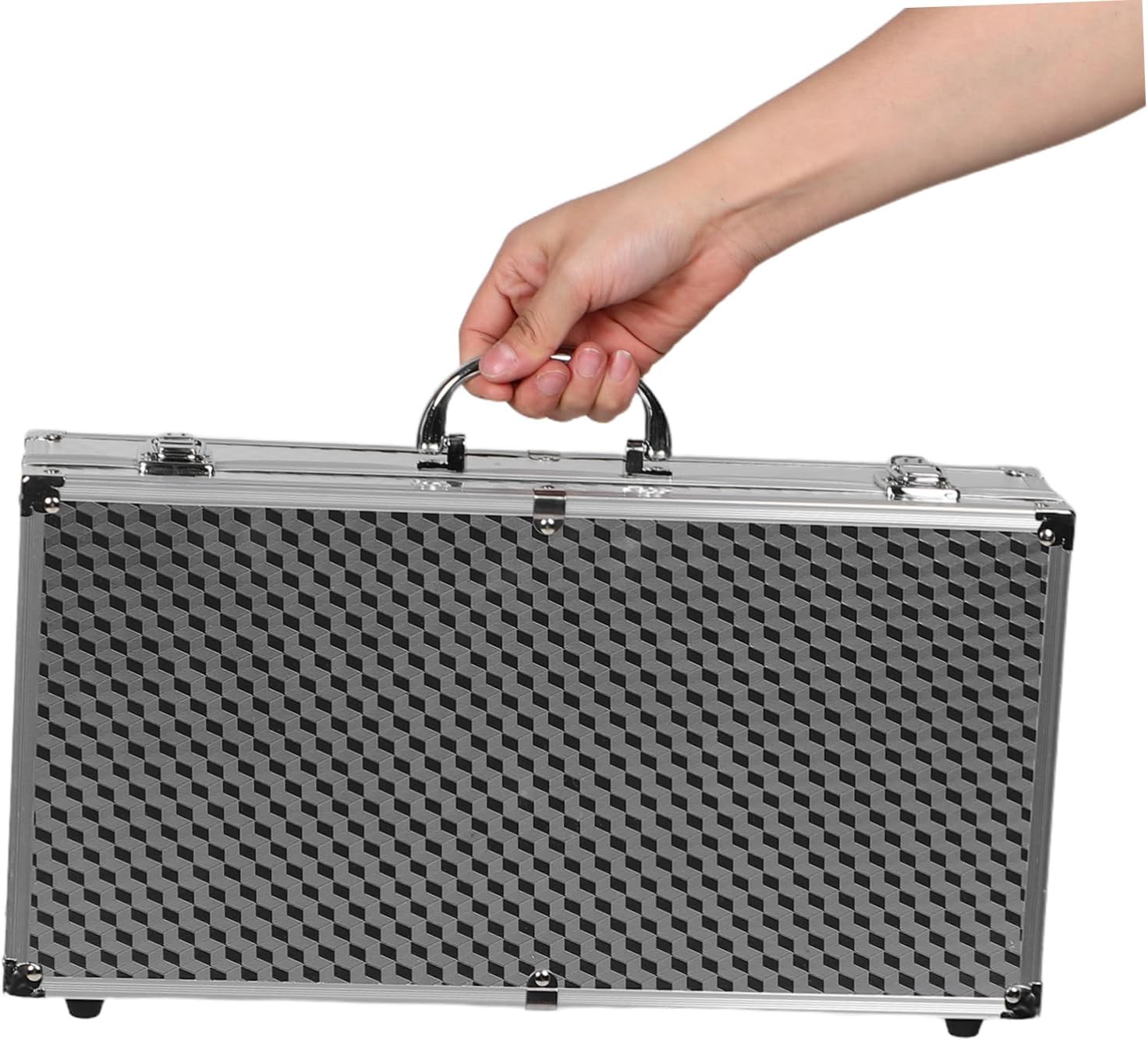 Ciieeo Portable Mic Storage Case with Shock Absorbing Foam Sturdy Aluminum Alloy Holder for Ktv Parties Events Convenient Carrying Handle for Double Mic Capacity