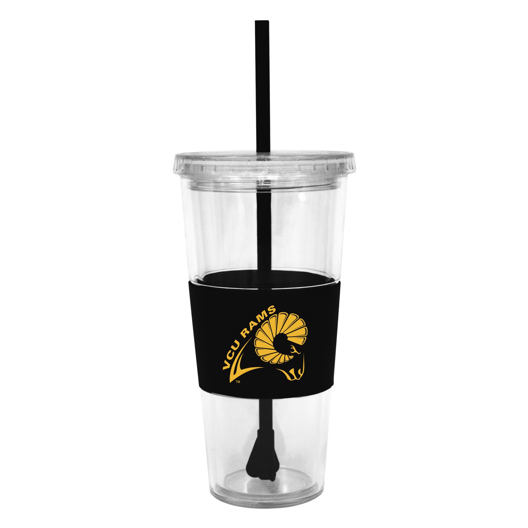 Boelter Brands NCAA Virginia Commonwealth Rams 22 Ounce Insulated Tumbler with Rubber Sleeve and Stir Straw