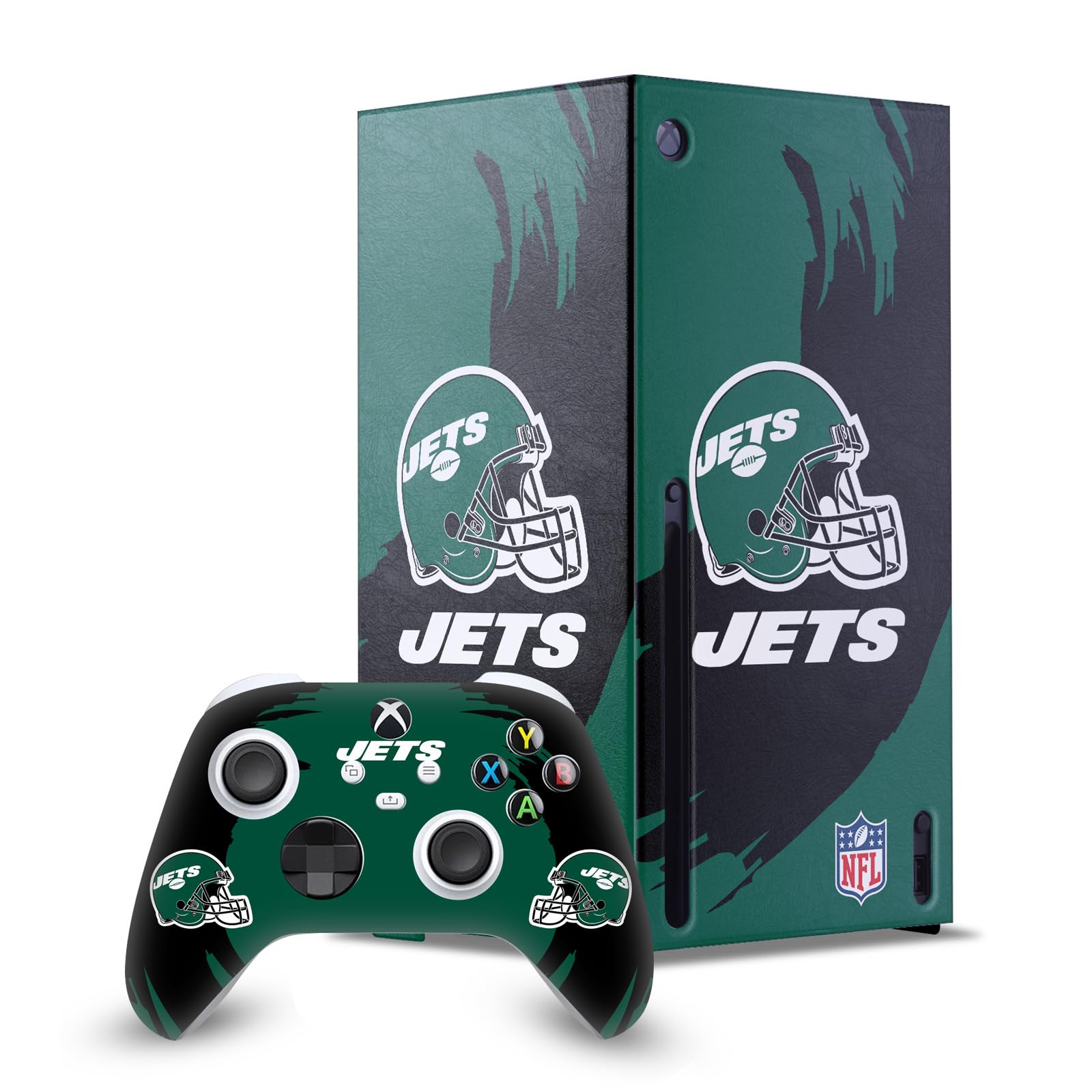 Head Case Designs Licenza Ufficiale NFL Colpo di spazzata New York Jets Pacchetto Console Da Gioco Wrap E Pelle Per Controller Compatibile con Xbox Series X