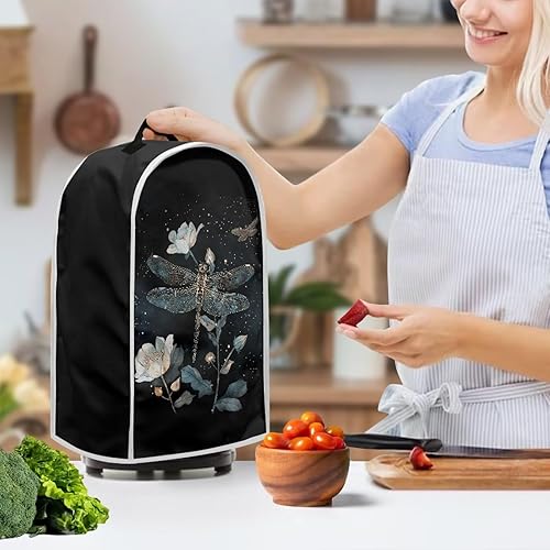 Miniatura 3 de doginthehole Funda antiarañazos para licuadora, diseño estético de libélula floral, cubierta antipolvo, para cafetera, electrodomésticos, fácil de