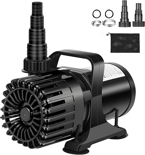 Pond Pump, 3200 GPH & 18ft Lift, 150W Ultra-Quiet Waterfall Pump for Fish Koi Pond Fountain & Water Feature, Submersible Water Pump,180° Adjustable Outlet, Barrier Bag & 20FT Cord, UL Listed