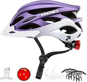 KINGBIKE Luz Confortável para Adultos de Bicicleta para Jovens Adultos com Luz de Segurança LED + Viseira Destacável, Mochila de Armazenamento de para Crianças Homens Jovens Mulheres
