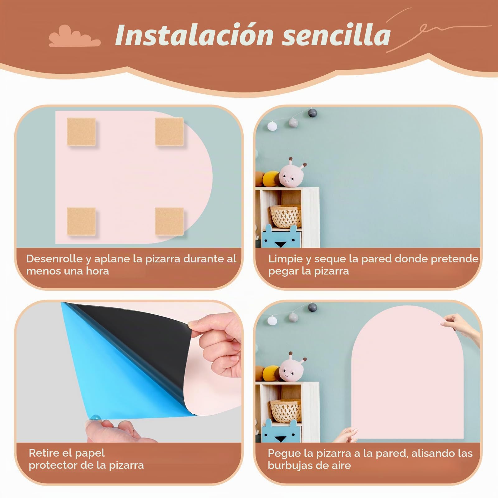 Pizarra magnética autoadhesiva para niños, pizarra de pared en forma de arco – Ideal como decoración de pared para el hogar, habitación infantil, sala de juegos y escuela