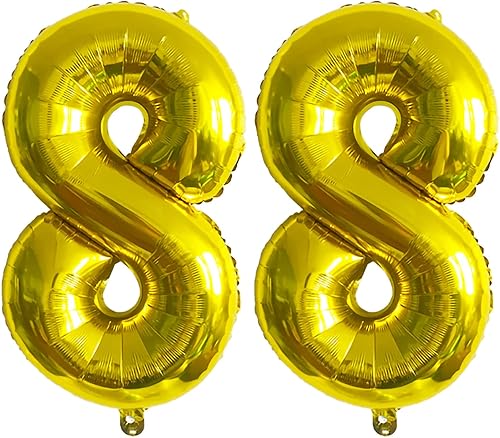Miniatura 1 de Globo de aluminio de 40 pulgadas con el número 88, globo gigante con el número 88 para decoración de fiesta de cumpleaños 88, boda, aniversario,