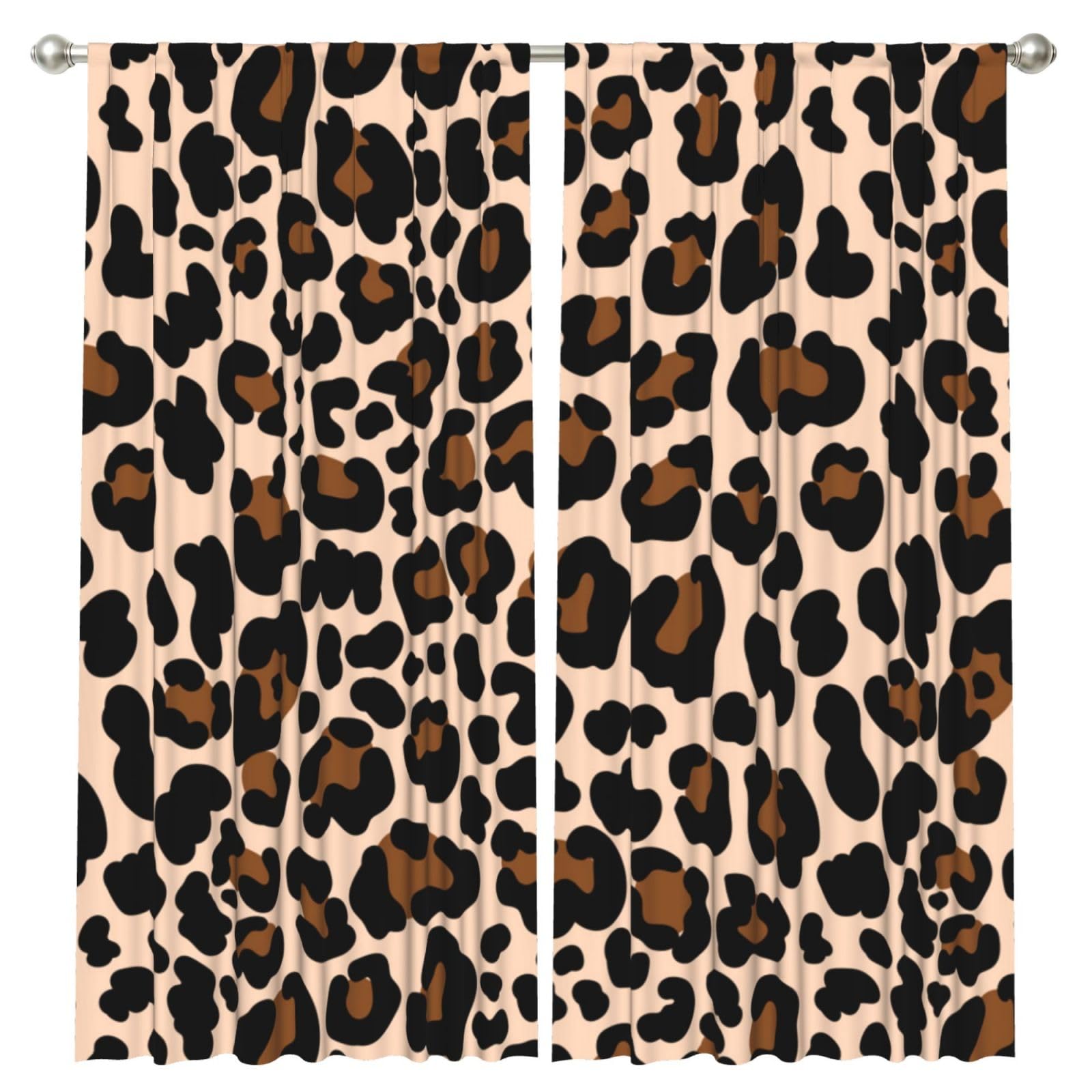 InOmak Leopard Print(2), 2 Panels Window Curtains 52 x 84 Inch Blackout Curtains for Living Room Bedroom