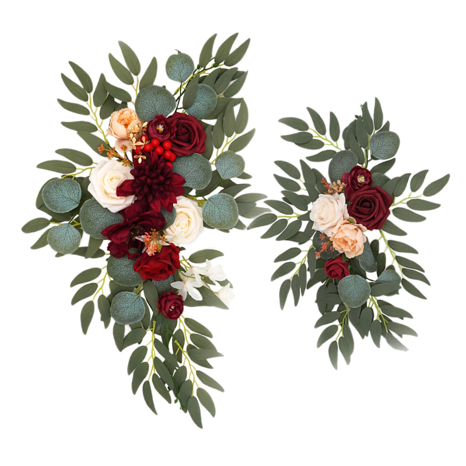 Luerbi Faux Flower Swag Set of 2, Artificial Flowers Swags for Wedding Arch, Wedding Welcome Signs, Welcome Reception Ceremony Signs Decorations