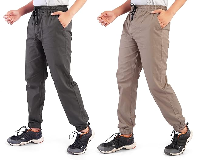 UNOseven Boys Cotton Tapered fit Jogger Fashion Pants Pack of 2 (06/02)
