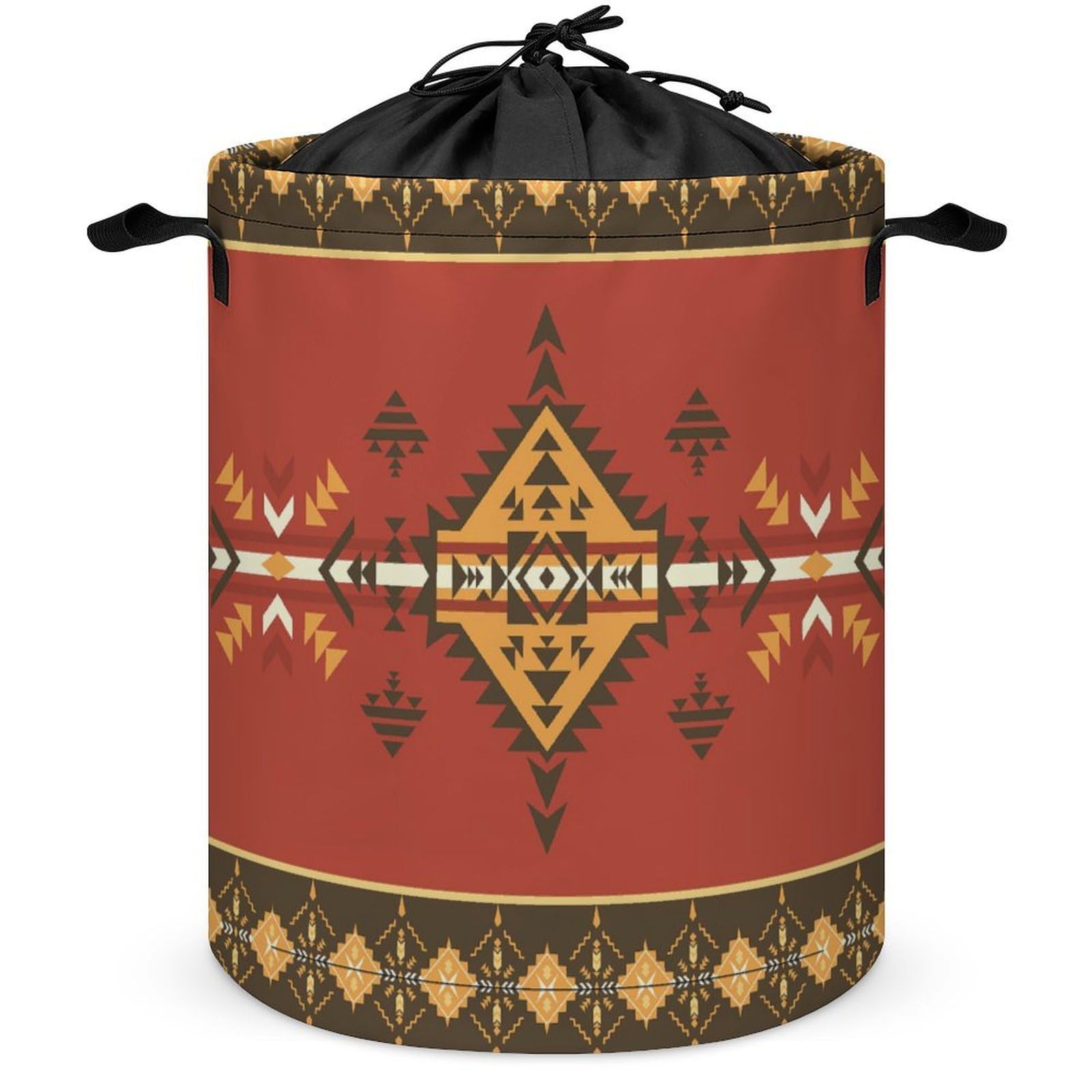 Qjjinxior Drawstring Laundry Hamper, Native American Laundry Basket, Washing Basket with Handle