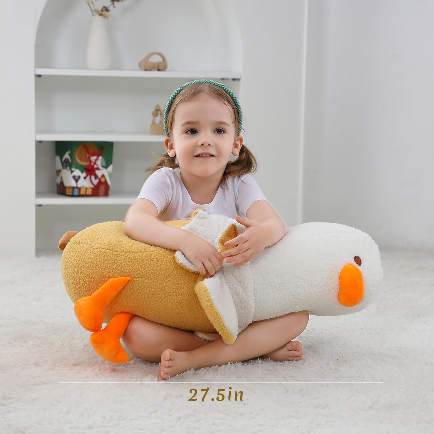 OurHonor 27.5" Big Banana Duck Plush, Duck Plush, Cute Banana Plushie Pillow Gift for Girls Boys Girlfriend Adults Kawaii Room Decor