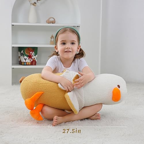 Miniatura 7 de Peluche de pato de plátano de 27.6 pulgadas, bonito peluche de plátano, regalo para niñas, niños, novias, adultos, decoración de habitación Kawaii