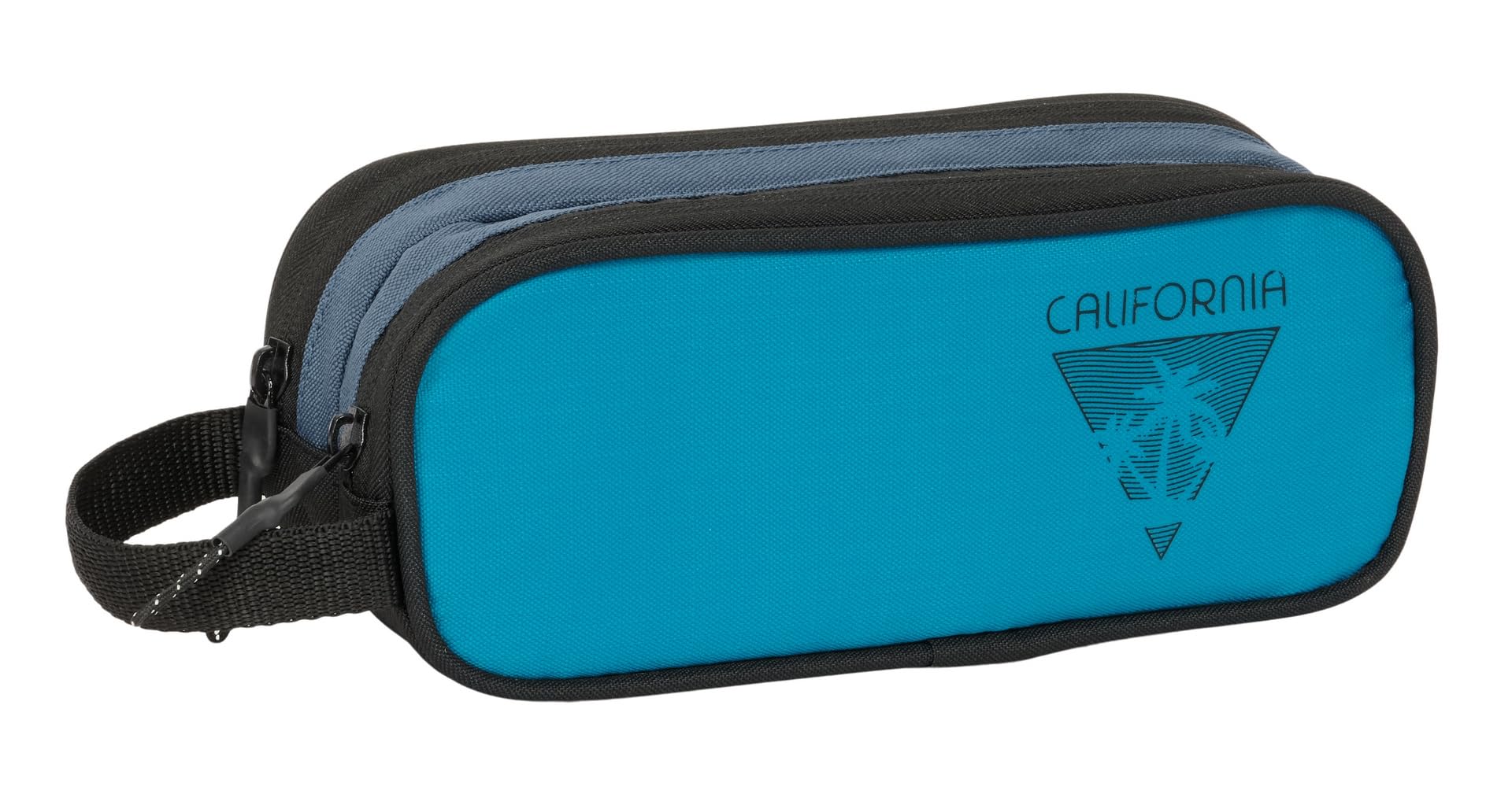 Safta BLACKFIT8 CALIFORNIA – Double Pencil Case, Recyclable Fabric, Children's Pencil Case, Child, Ideal for School Age Children, Comfortable and Versatile, Quality and Resistance, 21 x 6 x 8 cm,