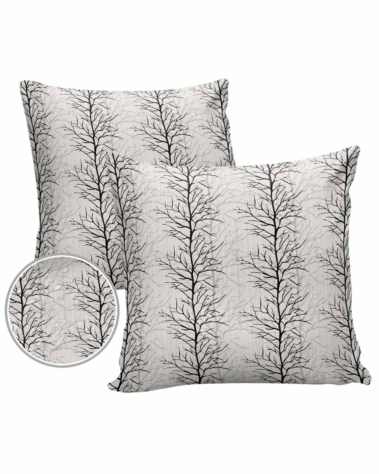 Black Grey Outdoor Pillow Covers Waterproof,All Weather Cushion Case Set of 2 Decorative Pillowcases for Sofa Couch Bed Decor Patio Furniture 18