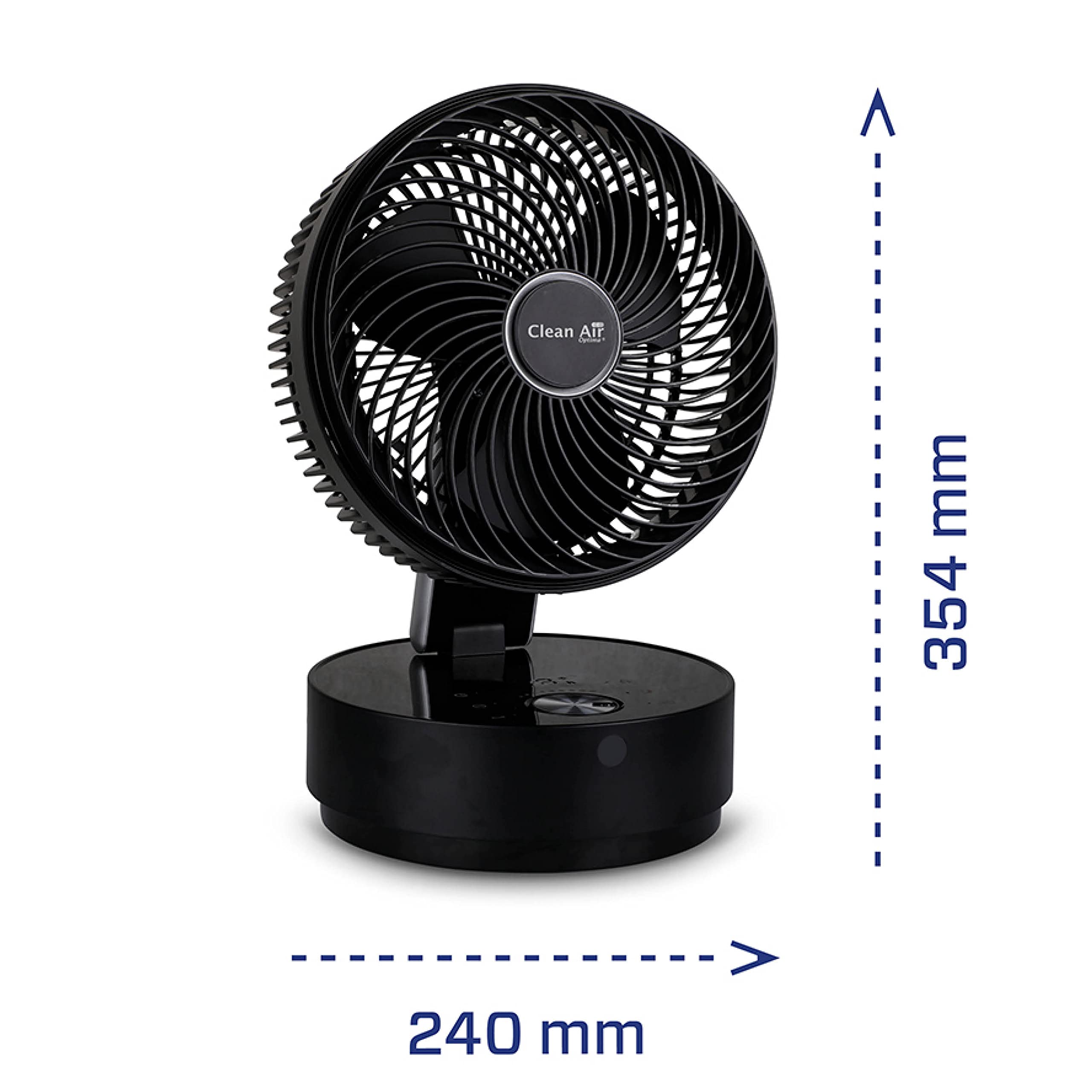 Clean Air Optima CA-404 - Design Zirkulator Ventilator mit Ionisator - Ultraleise automatische Schlafmodus <10dB(A) - Luftgeschwindigkeit bis 7 m/s und Luftdurchsatz: bis 660 m³/h Parent (Schwarz)