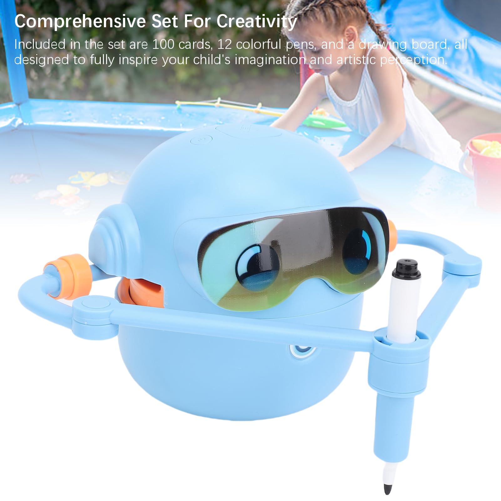 EMUKOEP Robot da Disegno Intelligente Adorabile Giocattolo Educativo di Pittura per Bambini Set Completo con 100 Carte 12 Penne Colorate per Ragazzi e Ragazze