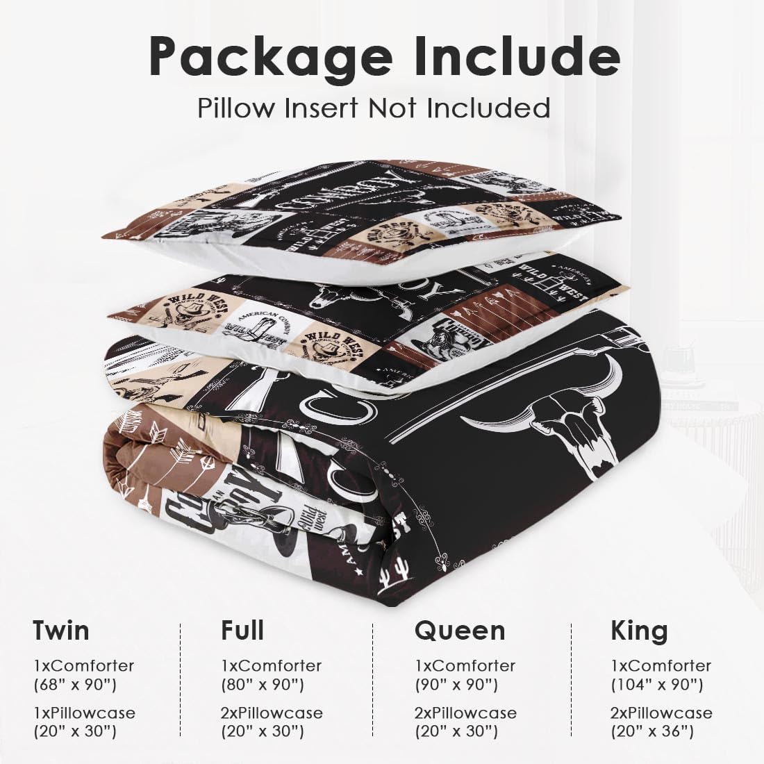 Twin Size Comforter Set with Pillowcase, Country Retro Animal Soft 2 Pcs Bedding for Kids and Adults, Vintage Cowboy Western Comforter Set for Bedroom Bed Decor - Image 6