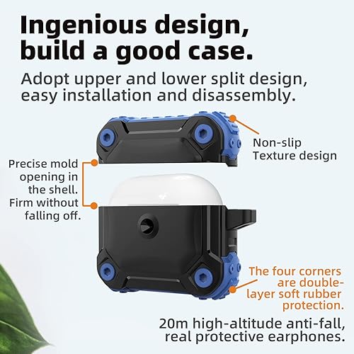 Miniatura 5 de GRECAZO Funda compatible con AirPods de 3 generación (2021), carcasa rígida de cuerpo completo con llavero diseñado para Apple AirPods 3 funda de