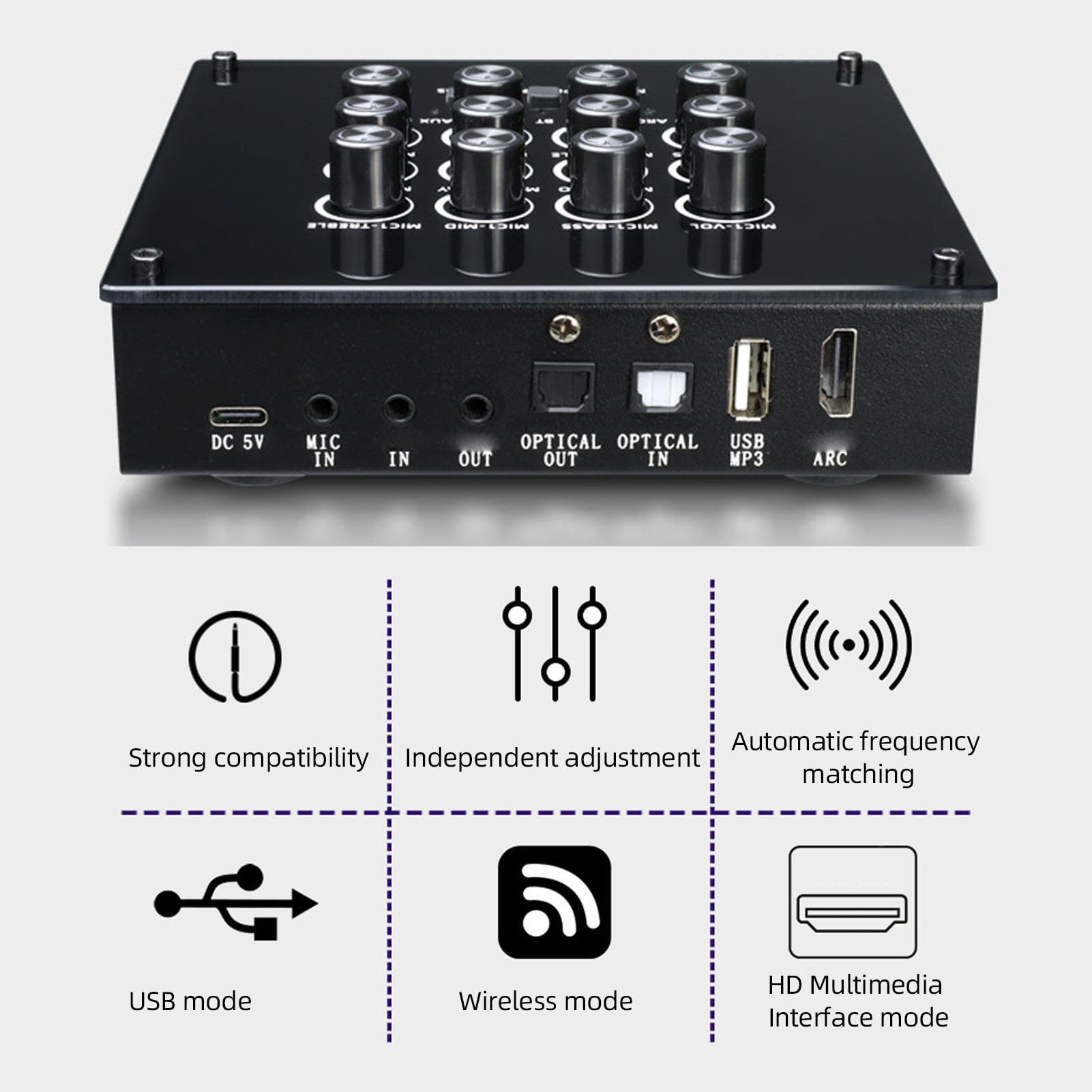 Fabater con Doppio Microfono Wireless Portatile per Karaoke e Discorsi, connettività Affidabile, Equalizzatore Integrato, Set di 2 Microfoni, Design Compatto