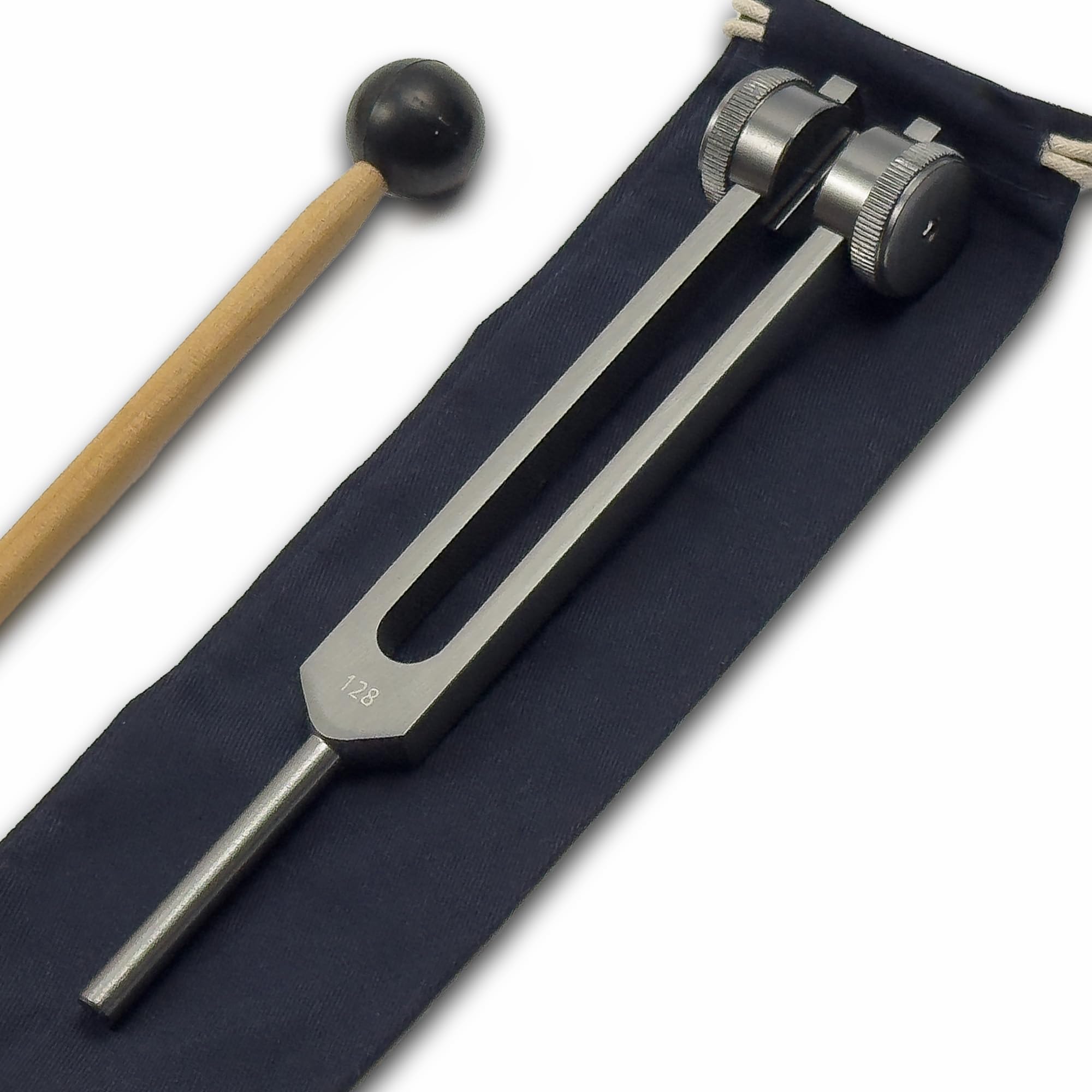 128 Hz OTTO Tuning Fork for Healing with Drawstring Pouch - OSTEOPHONIC application for Sound Healing and Biofield Therapy - Earthy Gray
