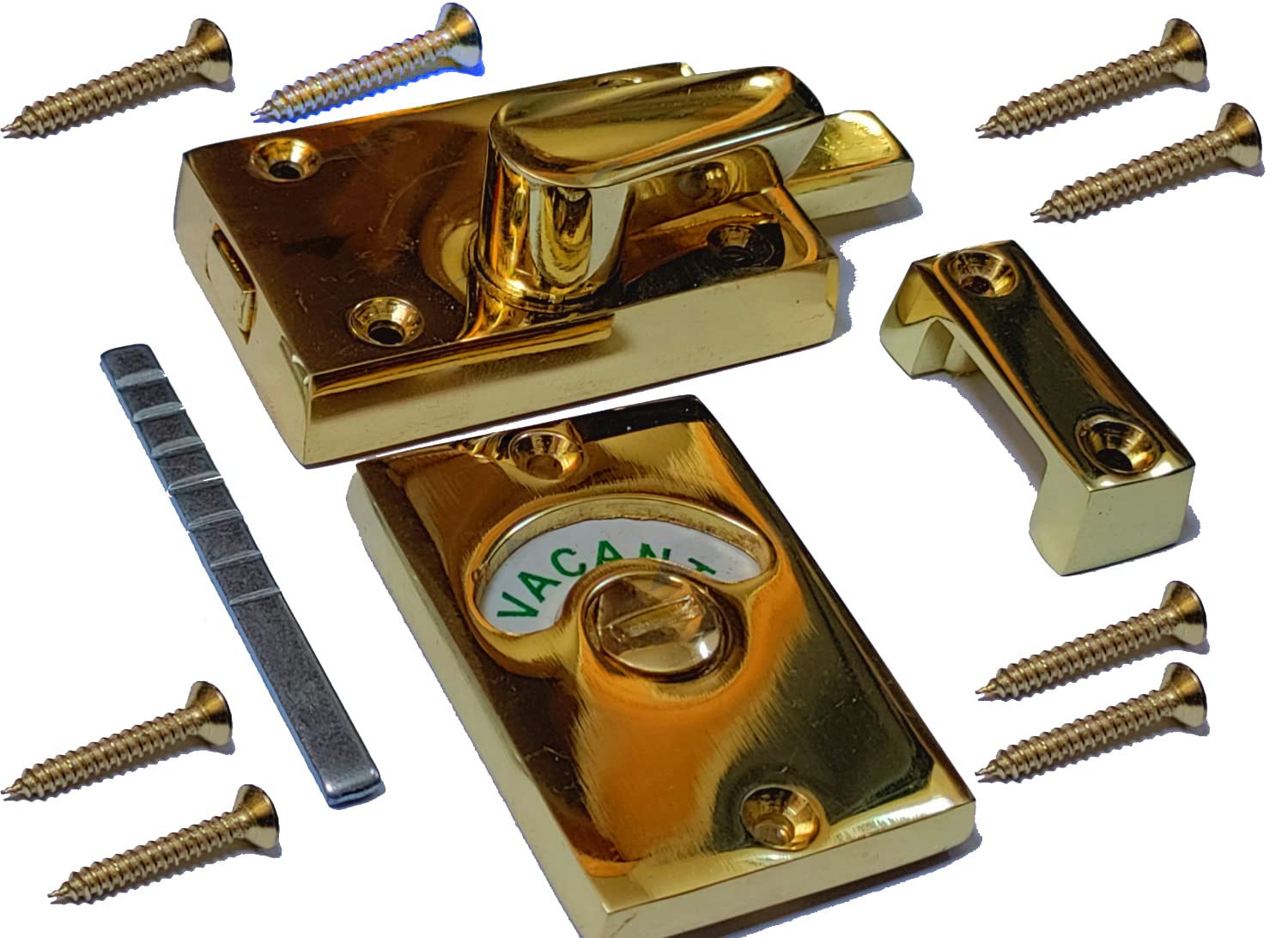 Polished Brass Bathroom Door Lock Indicator Vacant/Engaged Toilet Door Bolt Lock Thumb Turn Toilet Privacy Partition Door Lock Latch for Bathroom Toilet or Public Restroom.