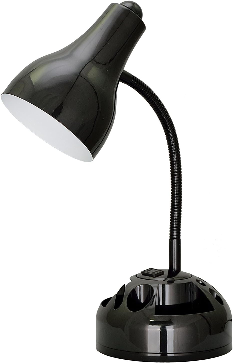 Aspen Creative 40041, 1-Light High Organizer Desk Lamp with Metal Lamp Shade and Rotary Switch, Modern Design in Black, 19" High