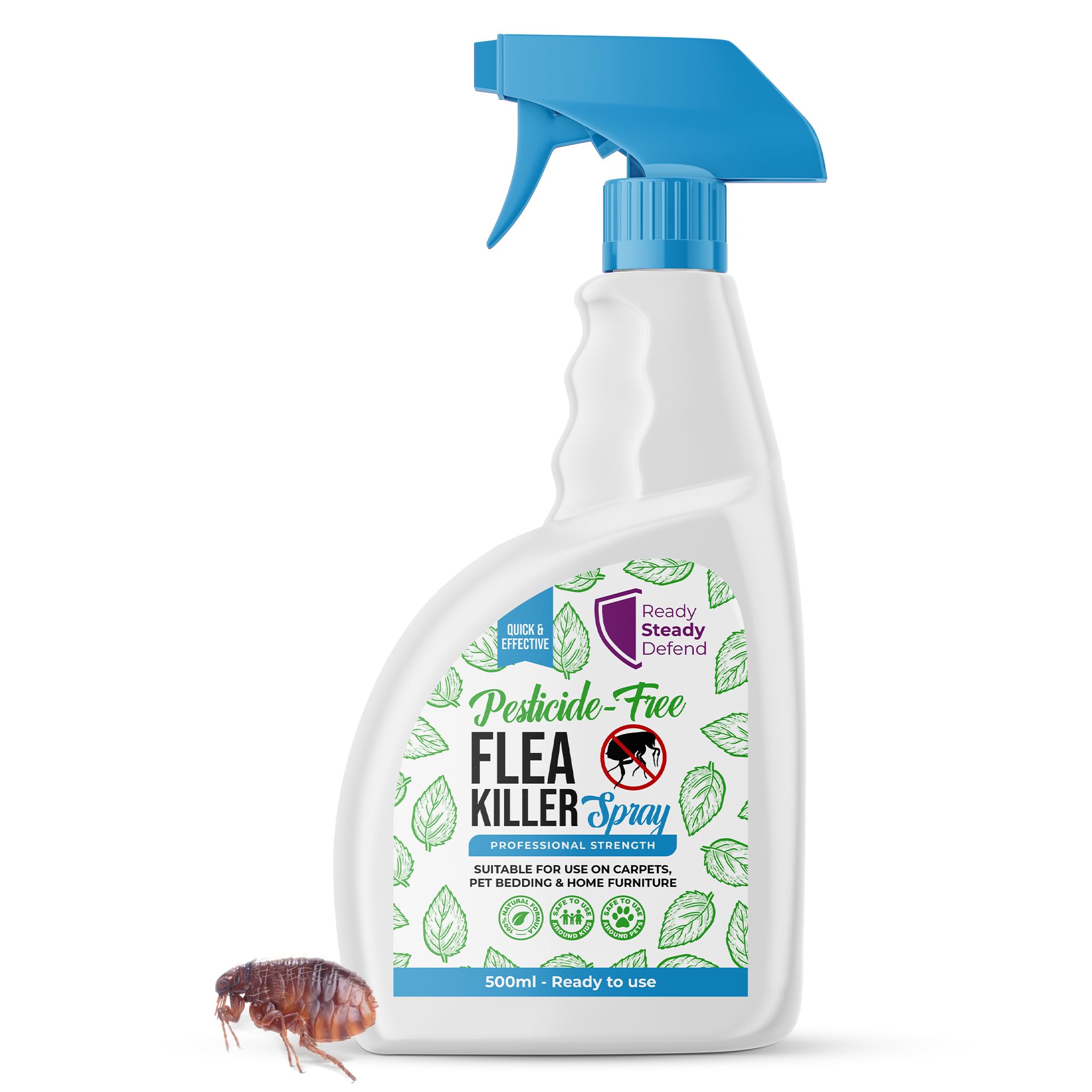 Natural Flea Killer Spray 500ml- Advanced Pesticide-Free Formula, Effective on All Life Stages, Pet-Safe & Home-Friendly, Easy Application, Effective Flea Control Solution