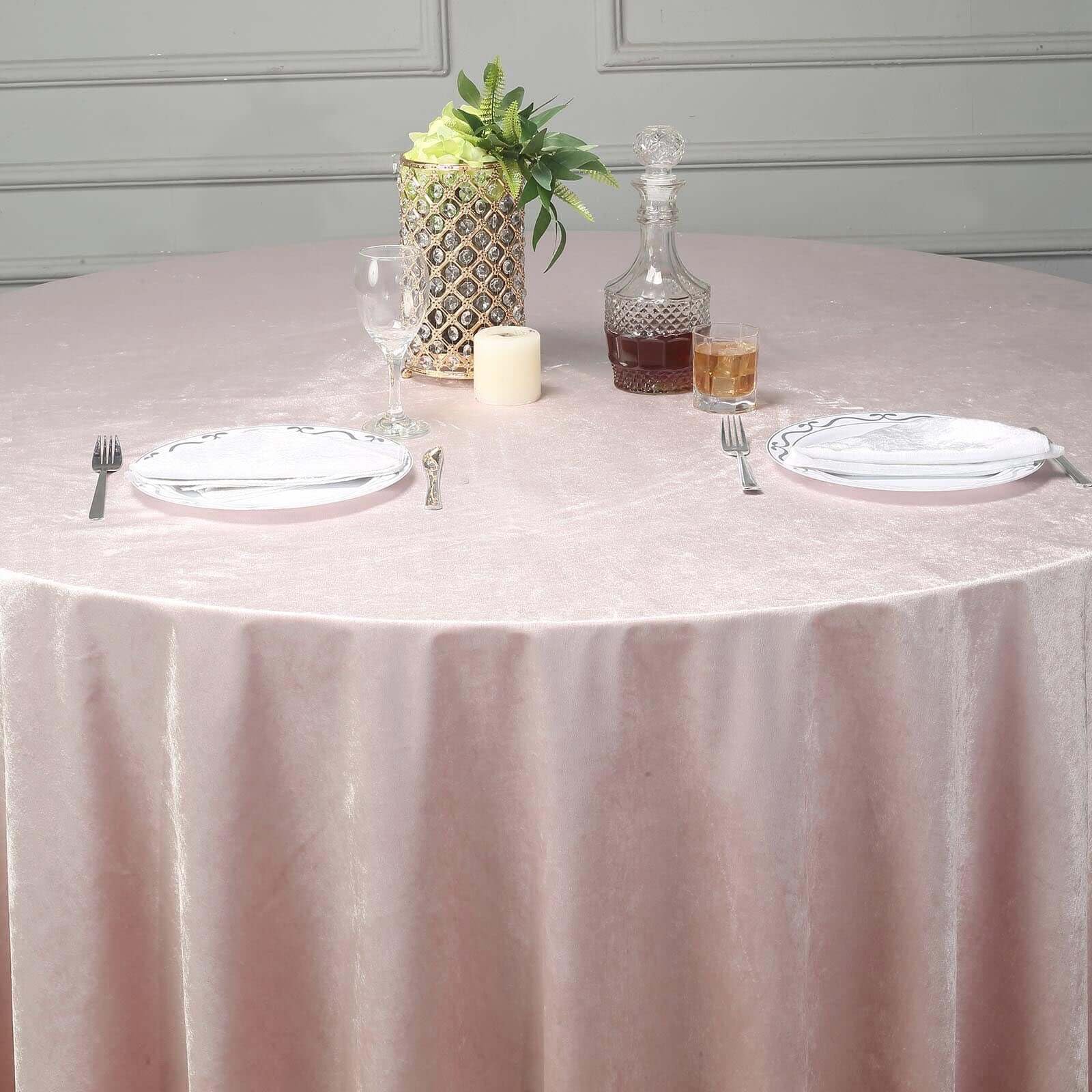 Tableclothsfactory Nappe ronde en velours or rose de 304,8 cm pour fête de mariage et événements