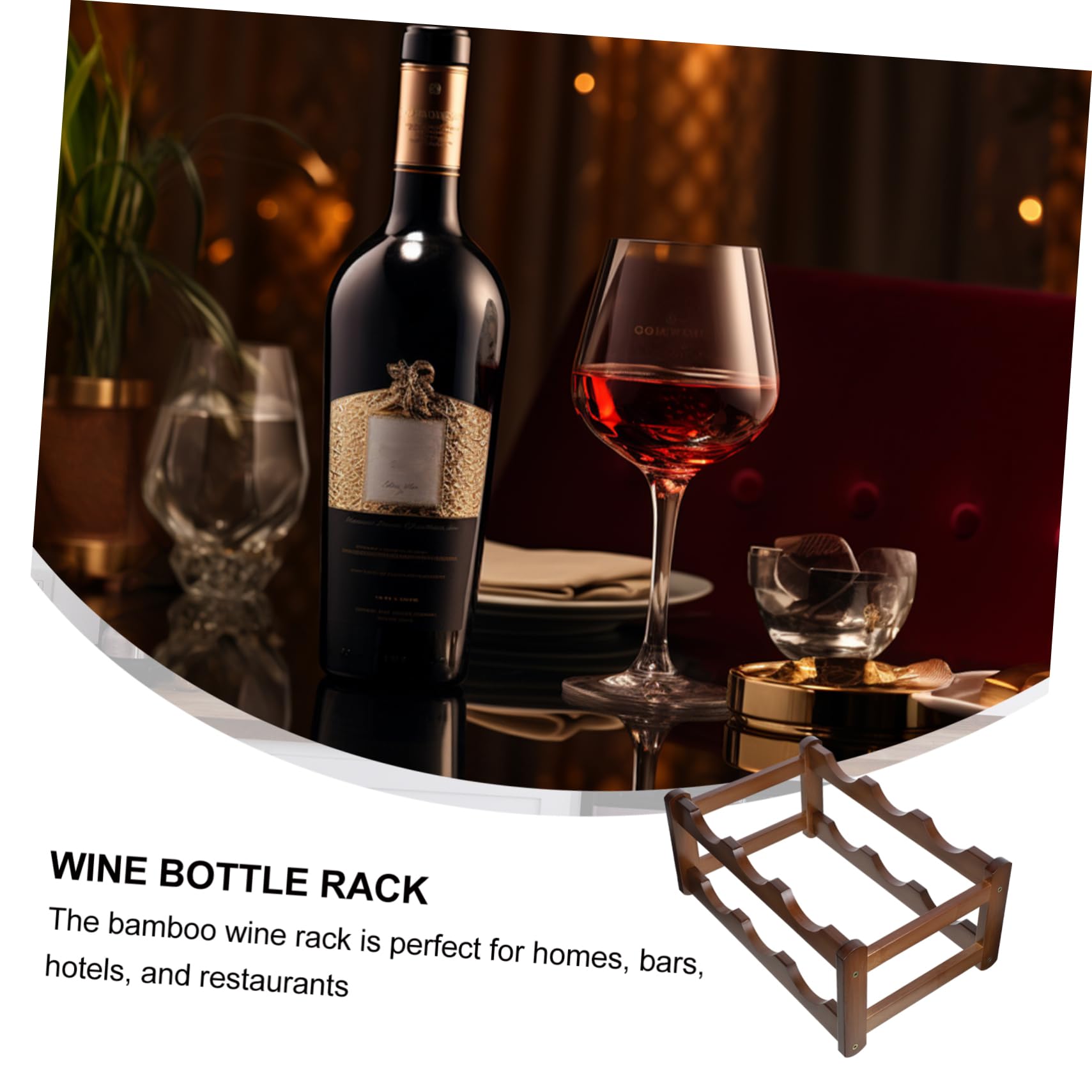 Generisch Botellero de bambú para los amantes del vino, bodega, enfriador de vino con soporte para botellas de whisky