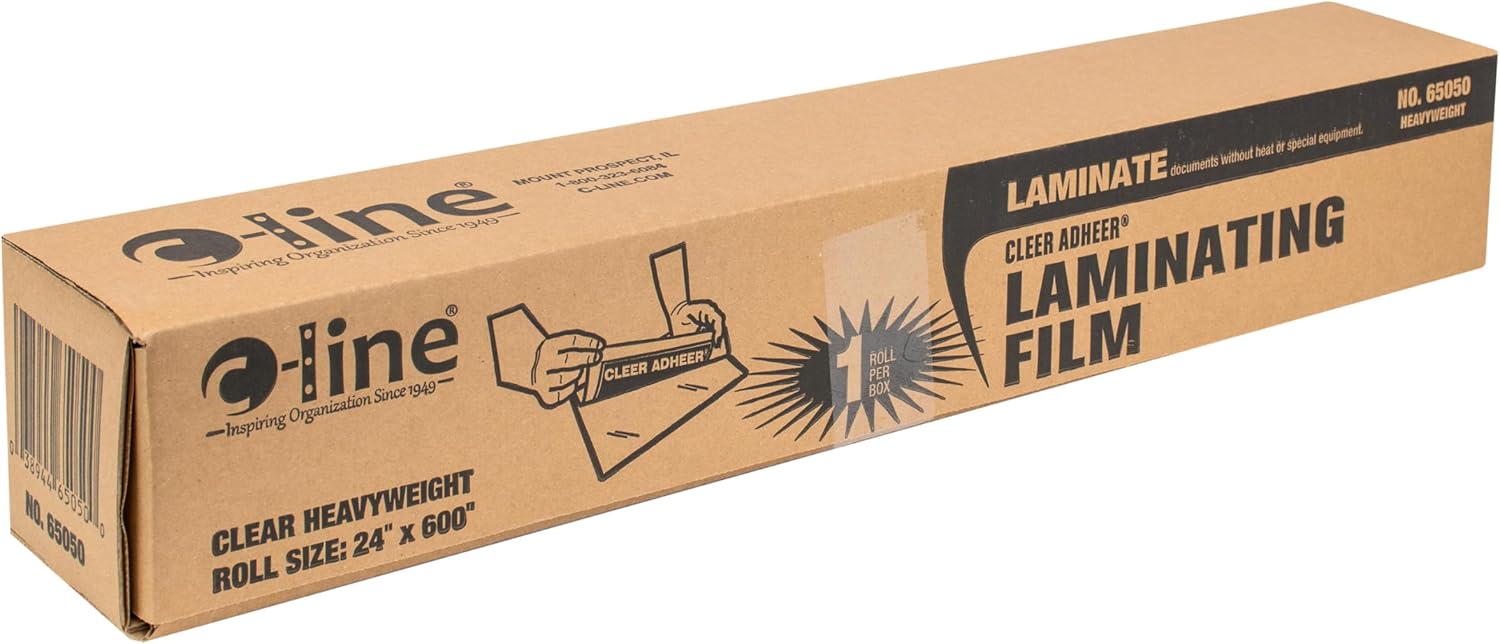 C-Line Cleer Adheer Self-Adhesive Laminating Film, 2 Mil, 24" X 50 Ft, Gloss Clear