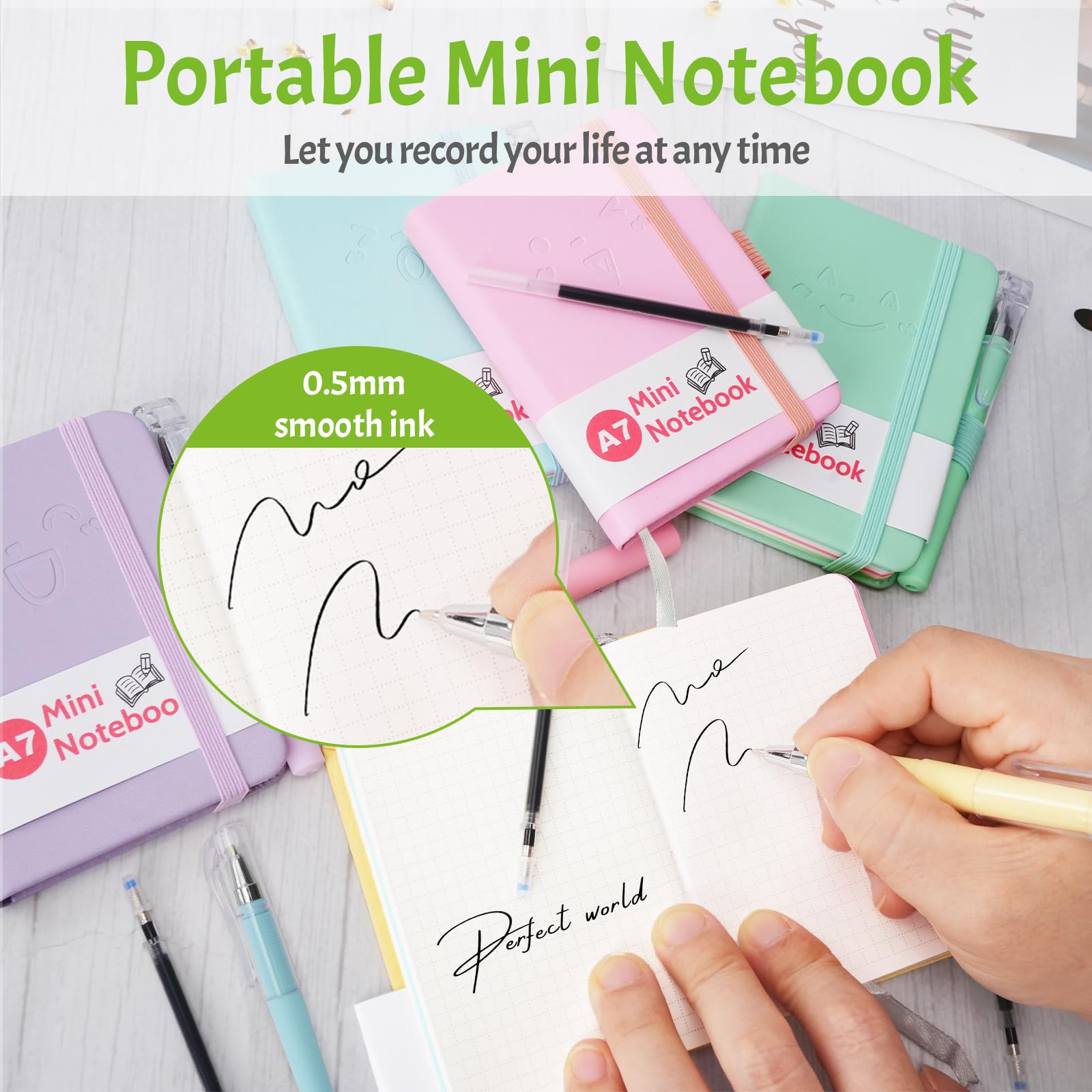 10 Piezas Libreta Pequeña, Cuaderno Pequeño Notas, A7 Libreta Bolsillo, Bloc de Notas Pequeño con Boligrafo, Mini Libretas Bonitas para Oficina,Escuela,Trabajo,Viaje,Regalo, 200 Páginas (B)