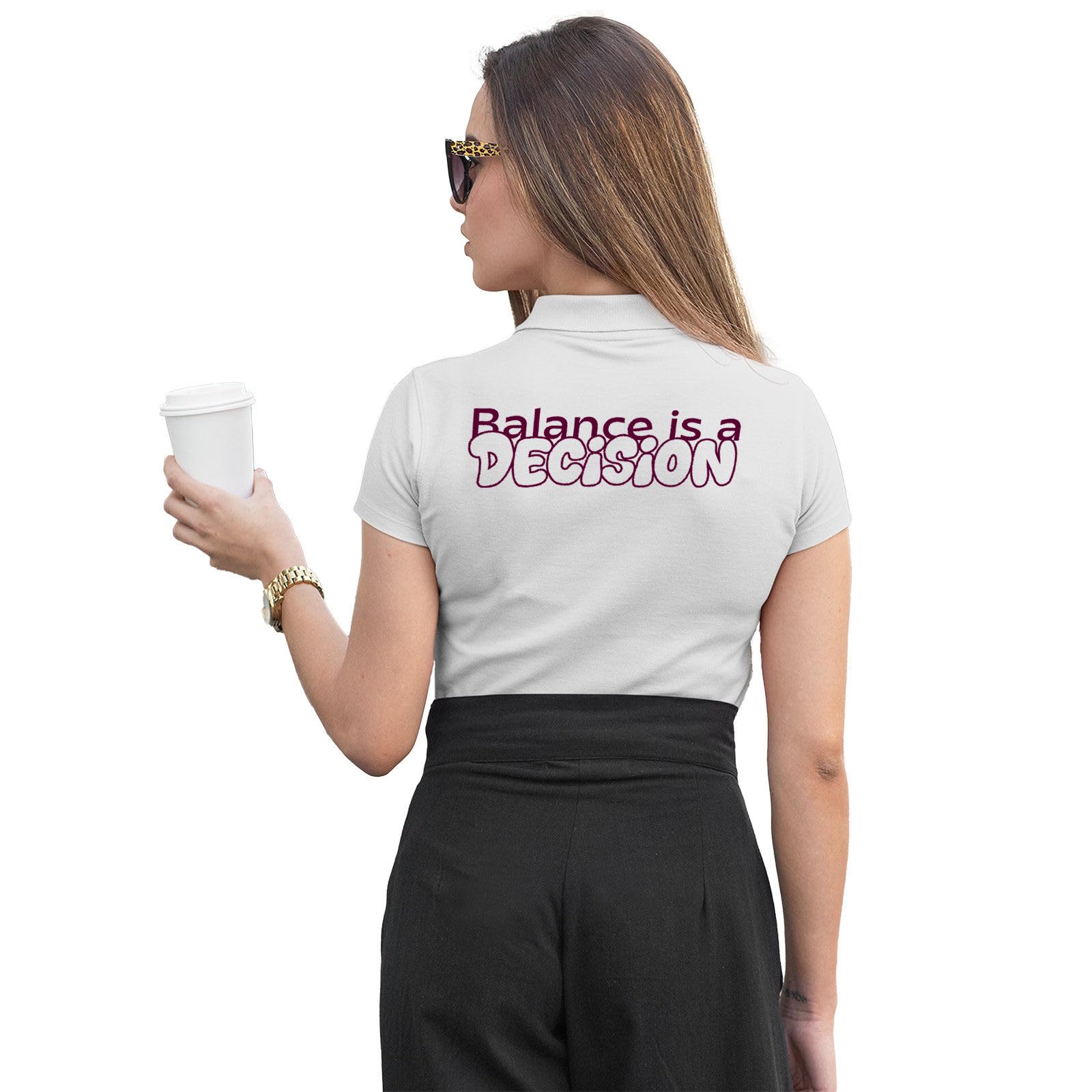 Women's Polo T-Shirt | Cotton Rich | Globally Certified Fabric | Wrinkle-Resistant | Colors Dont Fade | Regular Fit | Balance is A Decision Design-picture-45