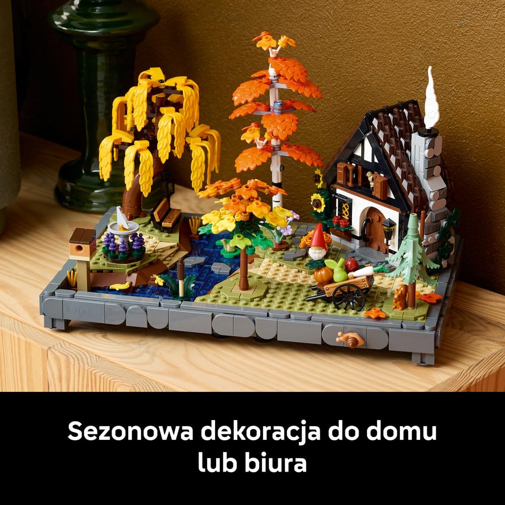 LEGO Icons Jesienny ogród z chatką 11372 | Rustykalna dekoracja do domu, kreatywne hobby, prezent dla dorosłych, zestaw klocków dla kobiet i mężczyzn, 1102 elementy