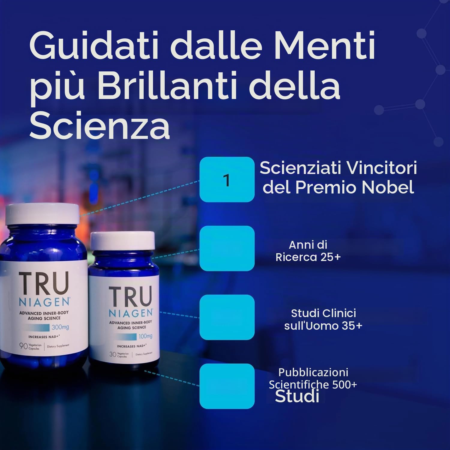 TRU NIAGEN NAD Integratore, Nicotinamide Riboside, Formula Brevettata NR, Per Ridurre Stanchezza e Affaticamento, da 30 Compresse, 300 mg per Porzione (3 mesi/3 flaconi)